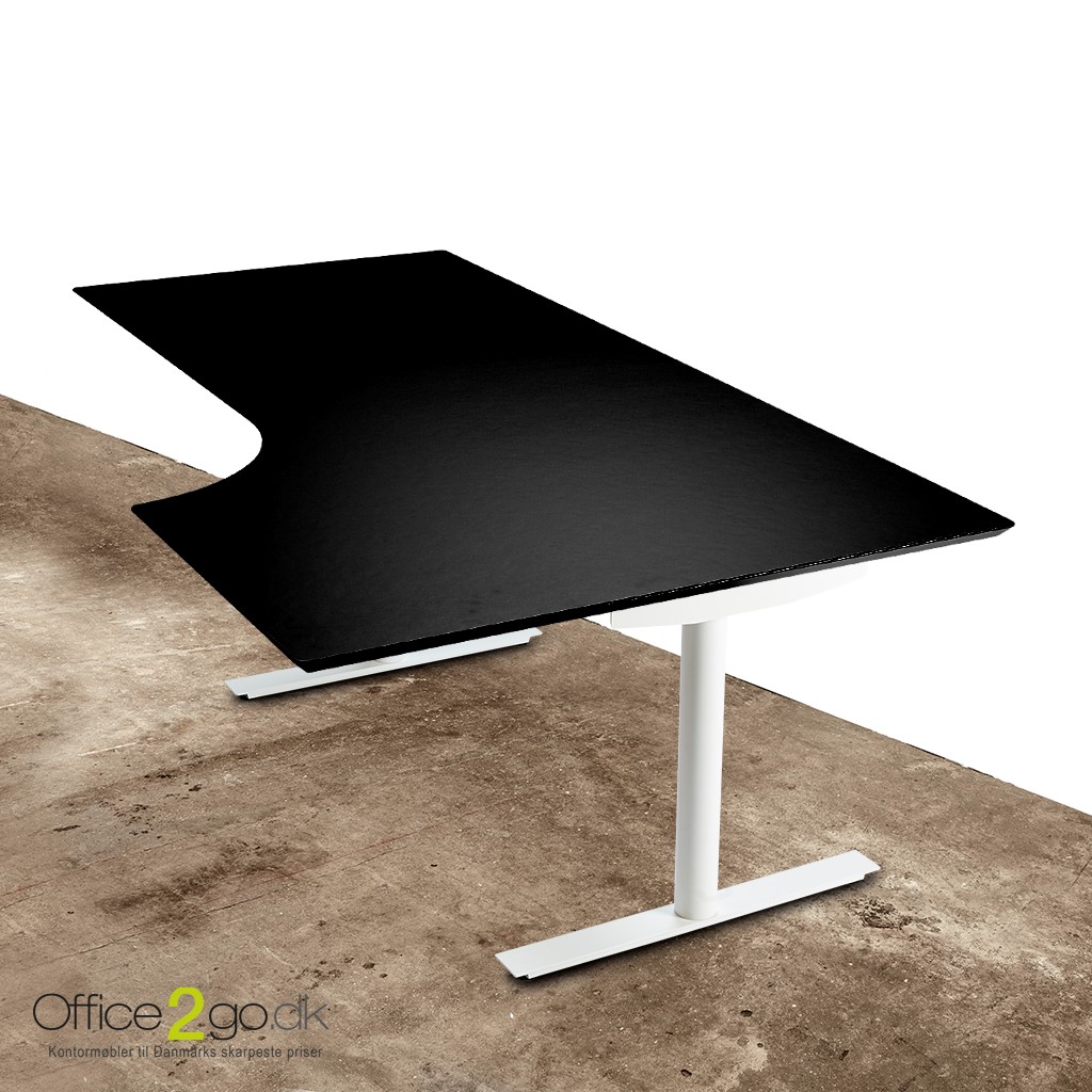 InLine hævesænkebord - med hvidt stel - 180*110/80*60 cm højre