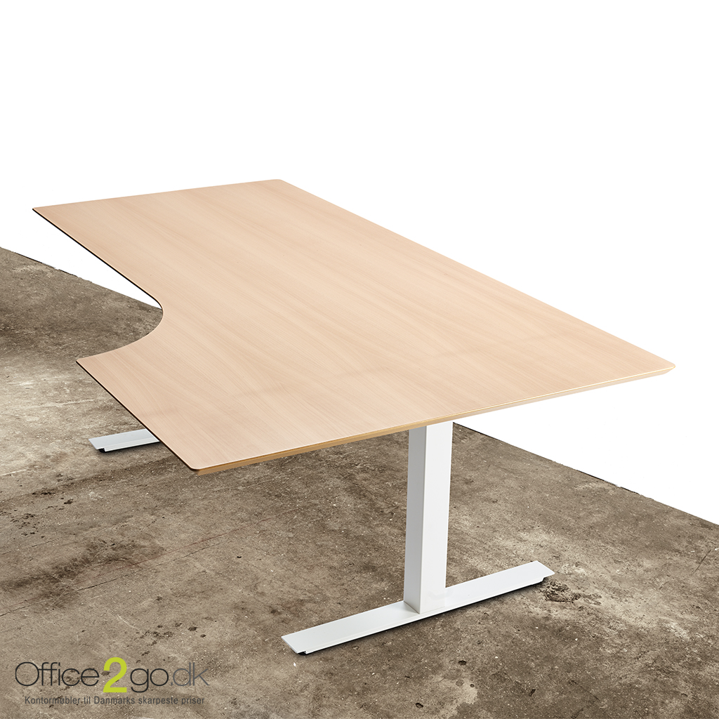 Smart hævesænkebord med Hvidt stel - 200*110/80*60 cm højre