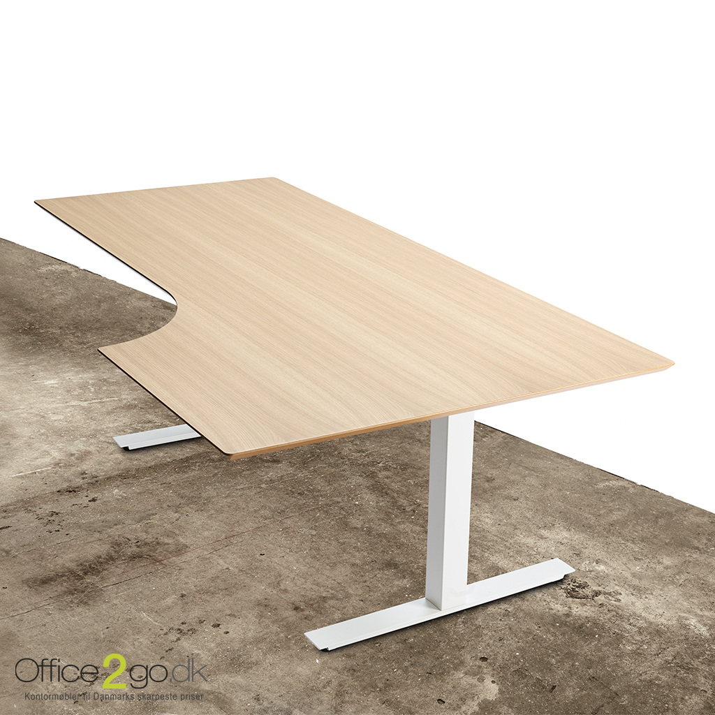 Smart hævesænkebord med Hvidt stel - 200*110/80*60 cm højre