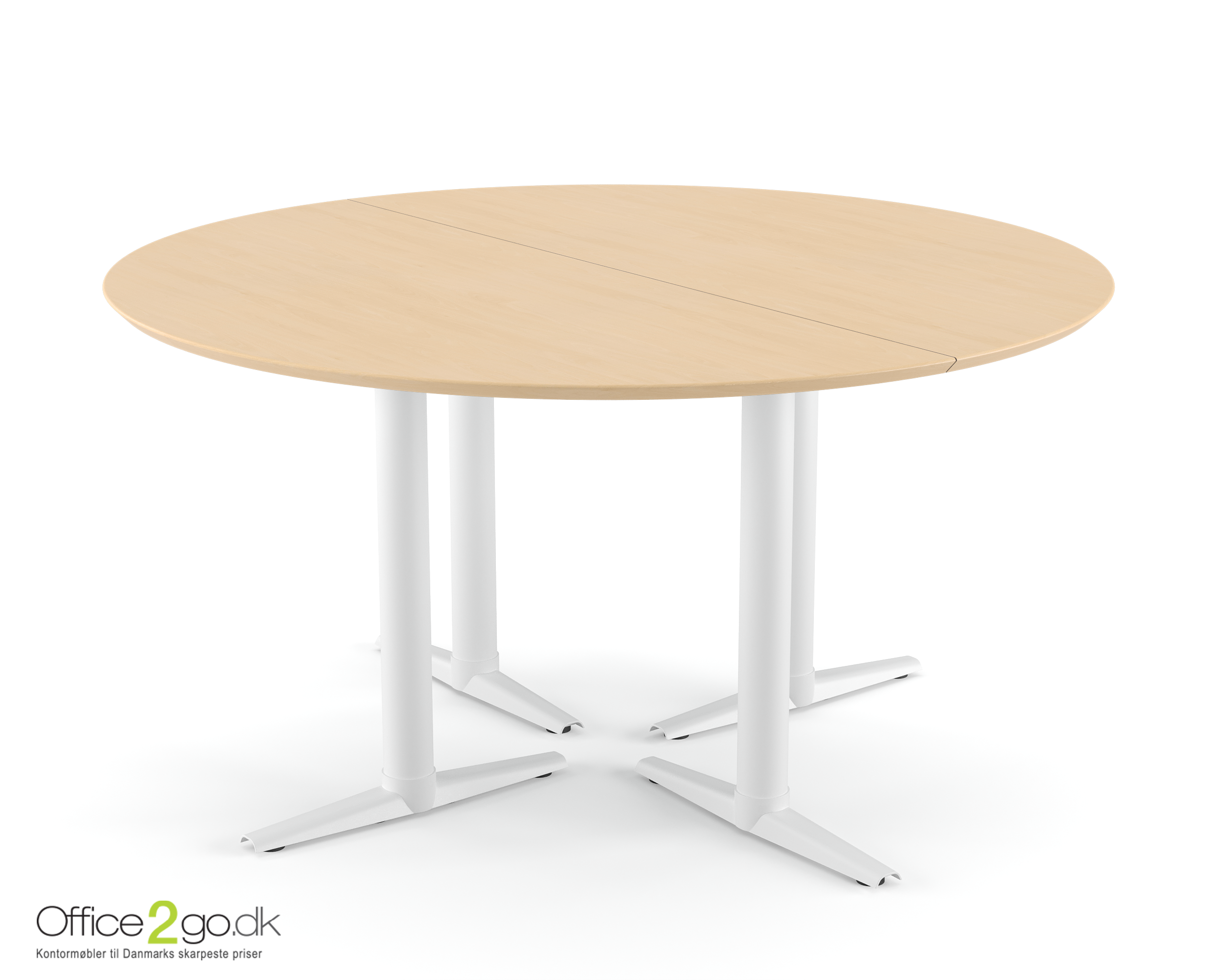 Switch mødebord - 6 personer - Ø 140 cm - Hvide ben/fødder