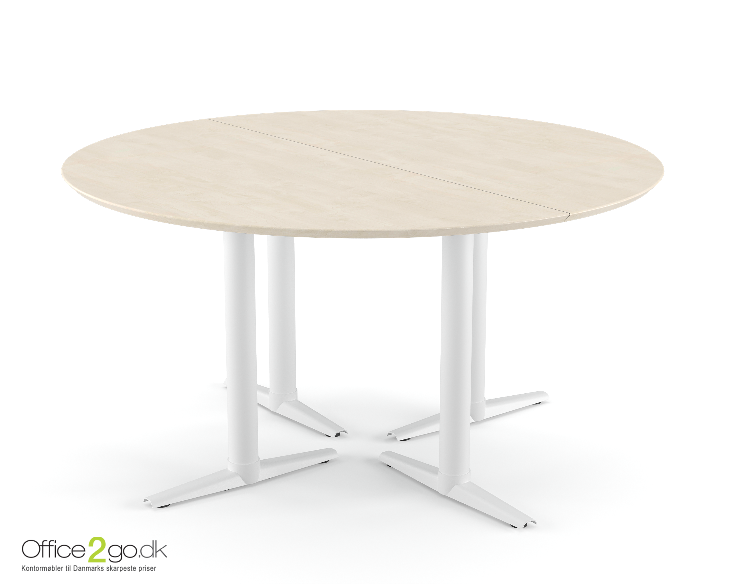Switch mødebord - 6 personer - Ø 140 cm - Hvide ben/fødder