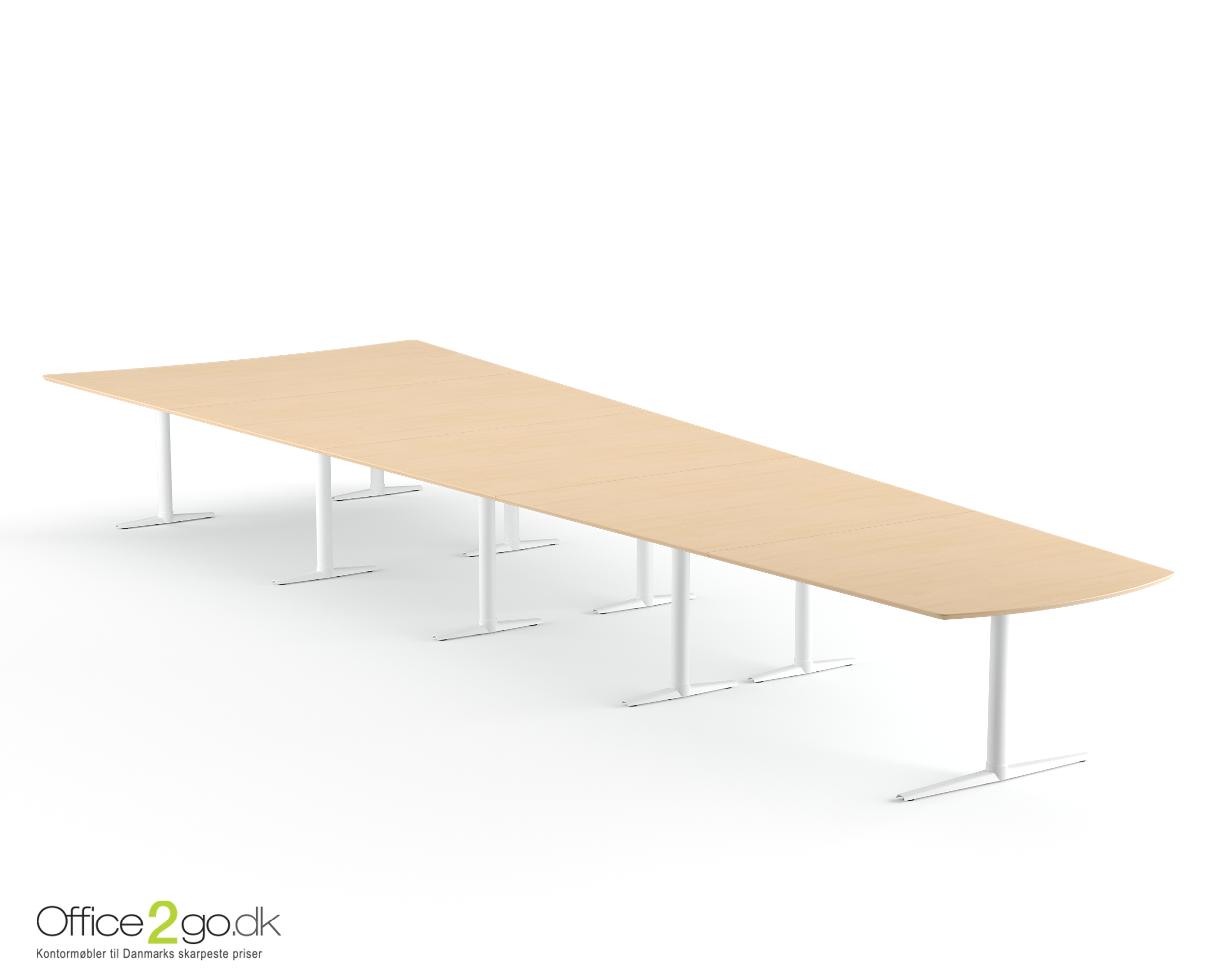 Switch Media mødebord - 20 personer - 625 cm. - Hvide ben/fødder