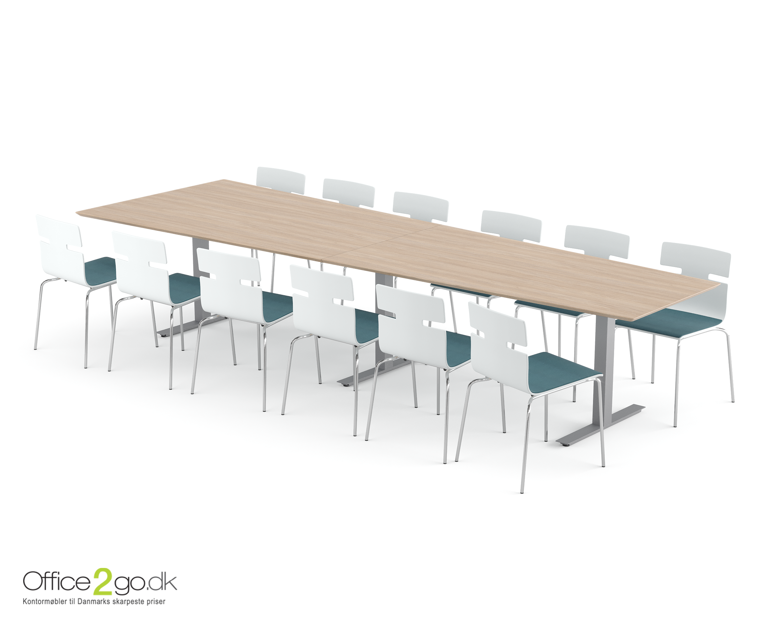 square med table 360_al_oak_002 Square Media mødebord - 12 personer - 360 cm.