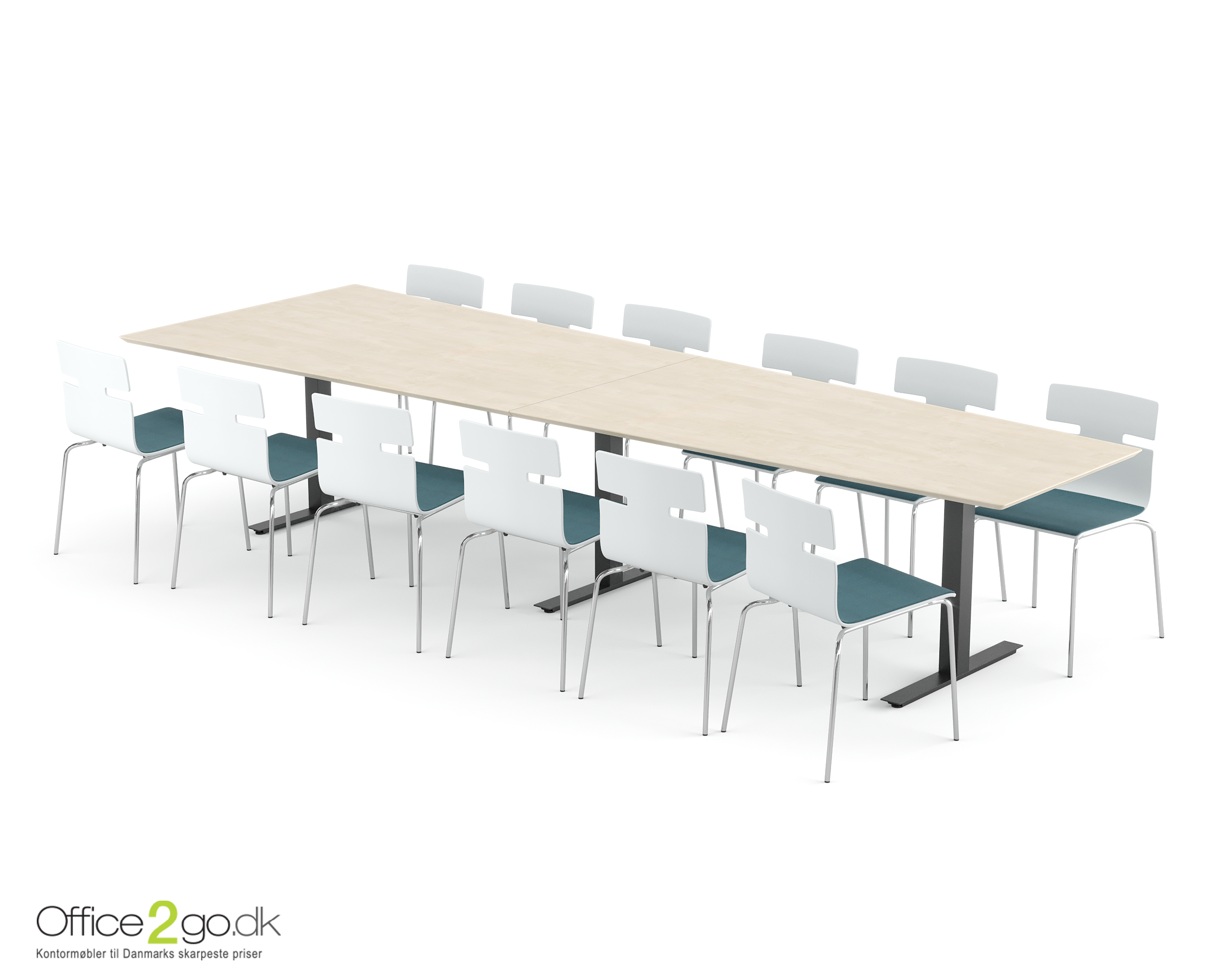 square med table 360_bl_birk_002 Square Media mødebord - 12 personer - 360 cm.