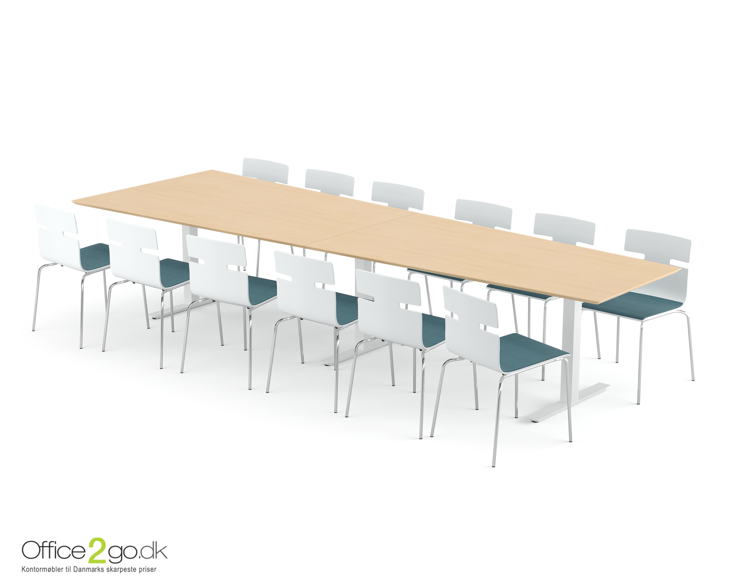 square med table 360_w_beech_002 Square Media mødebord - 12 personer - 360 cm.