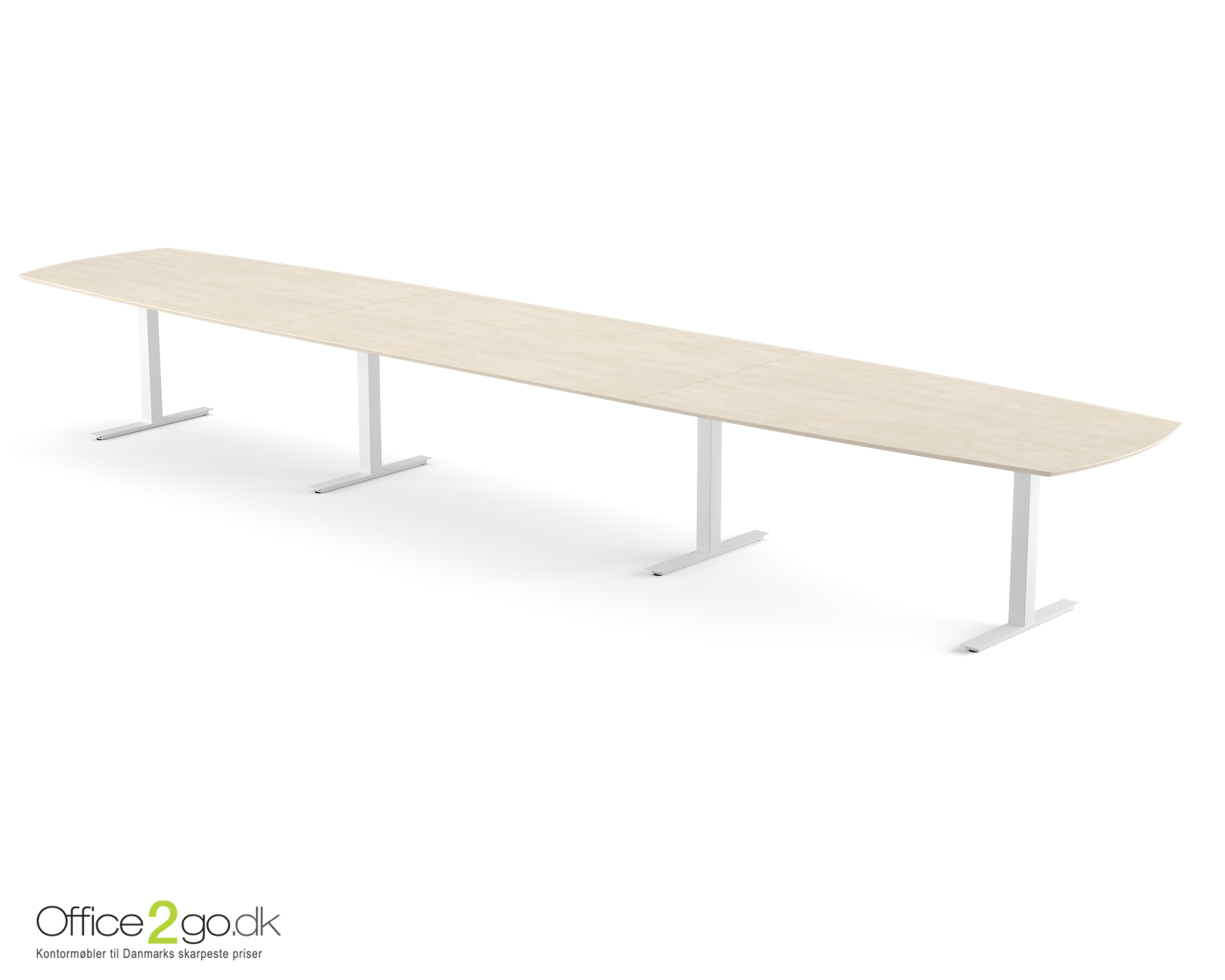 Square mødebord (tøndeformet bordplade) - 560 cm - Hvidt