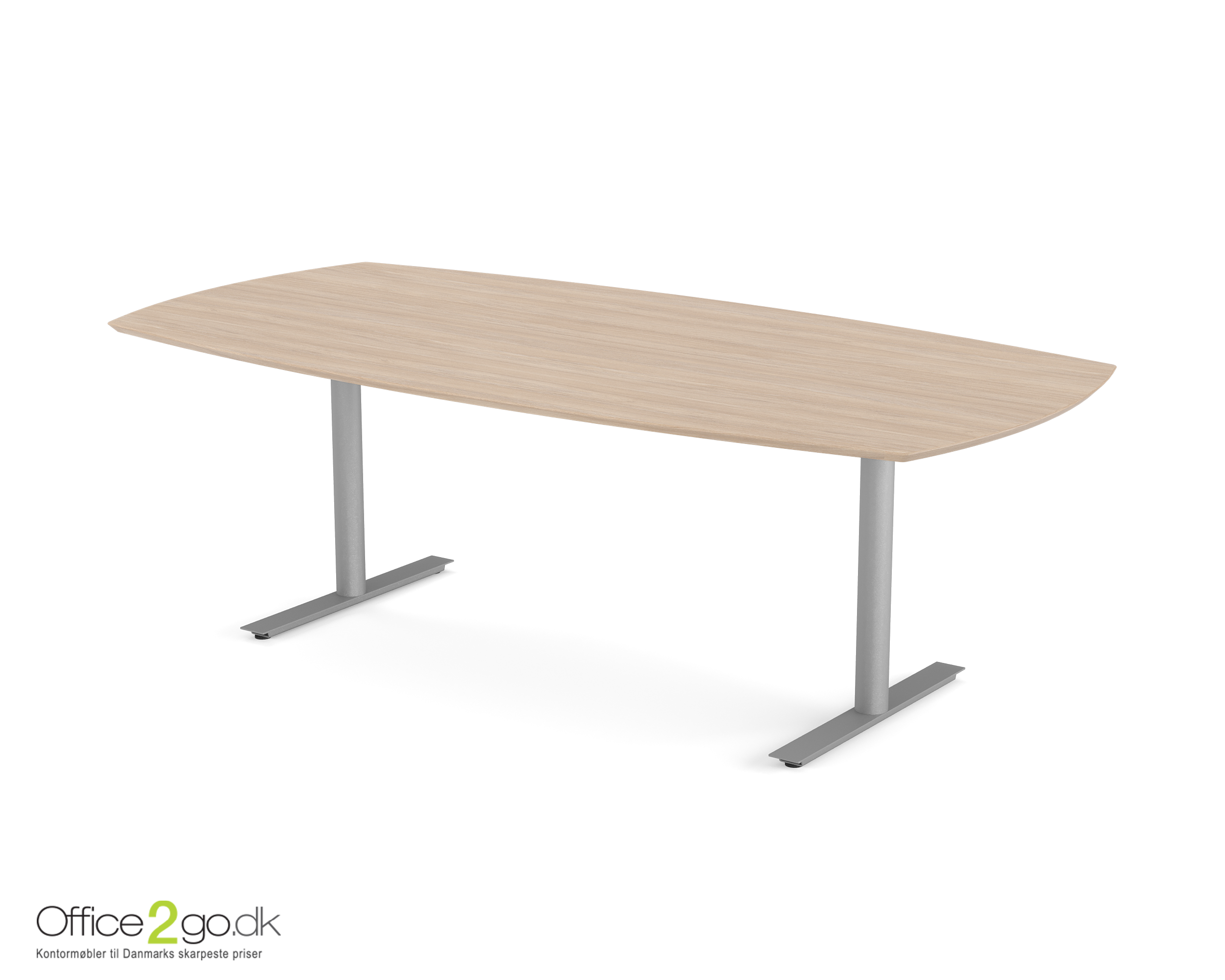 Inline mødebord (tøndeformet bordplade) - 220 cm - Gråt