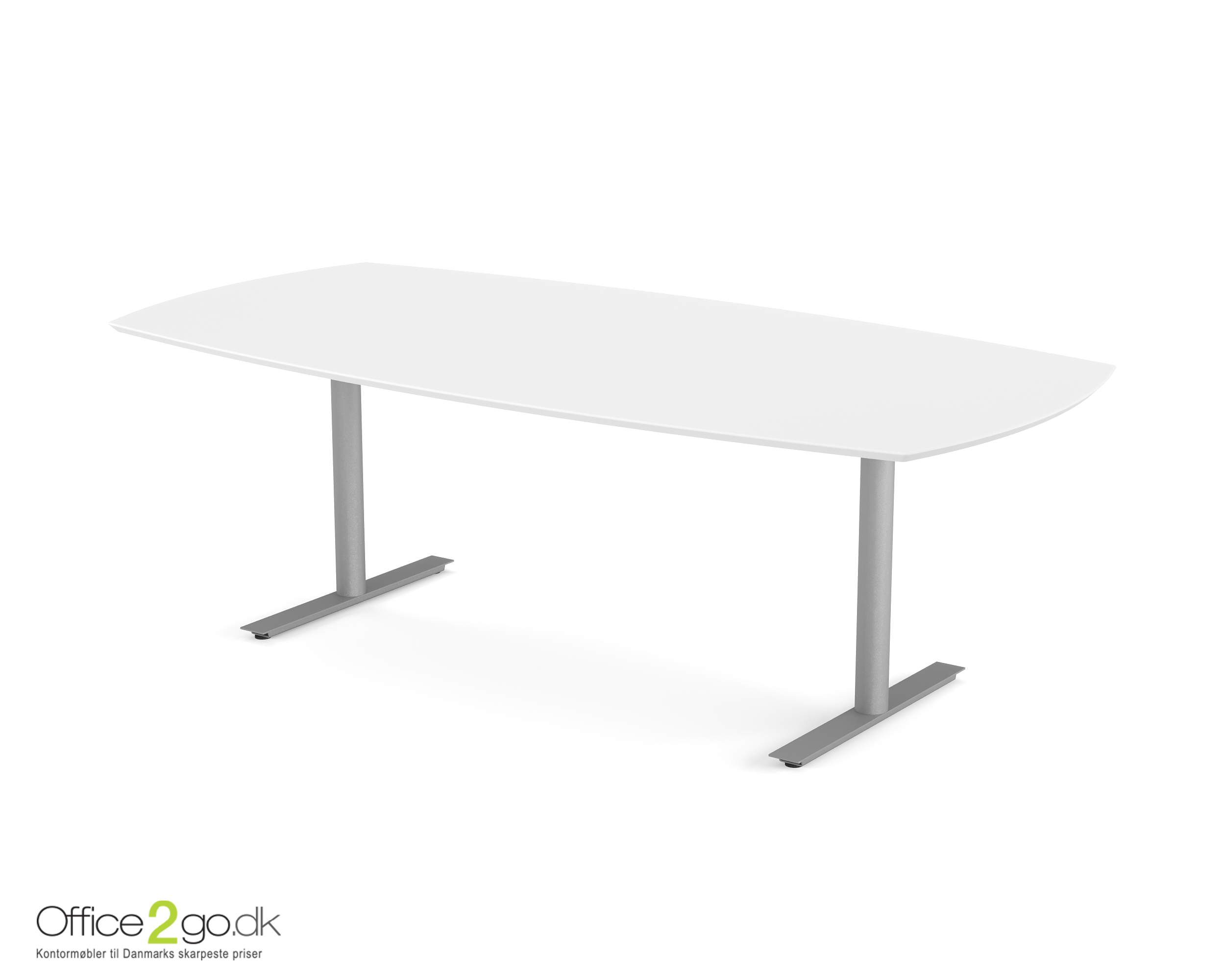 Inline mødebord (tøndeformet bordplade) - 220 cm - Gråt