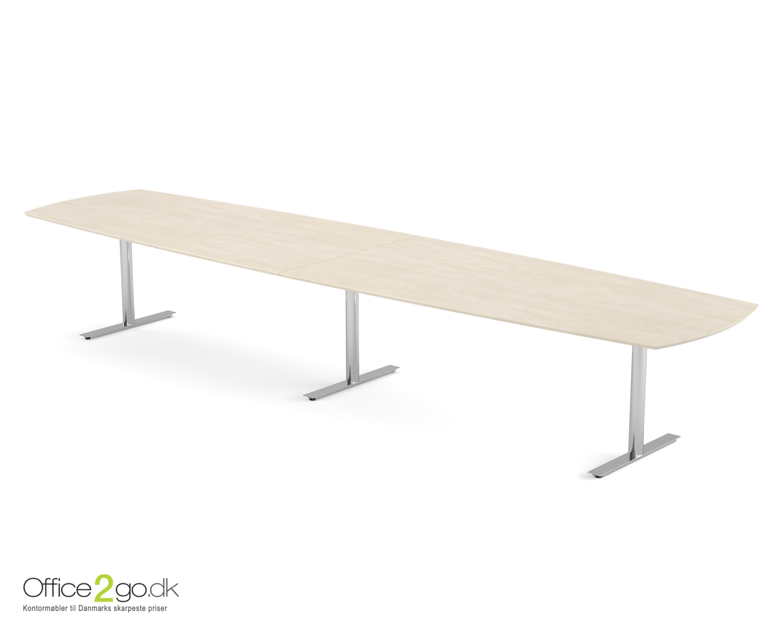 Inline mødebord (tøndeformet bordplade) - 400 cm - Krom