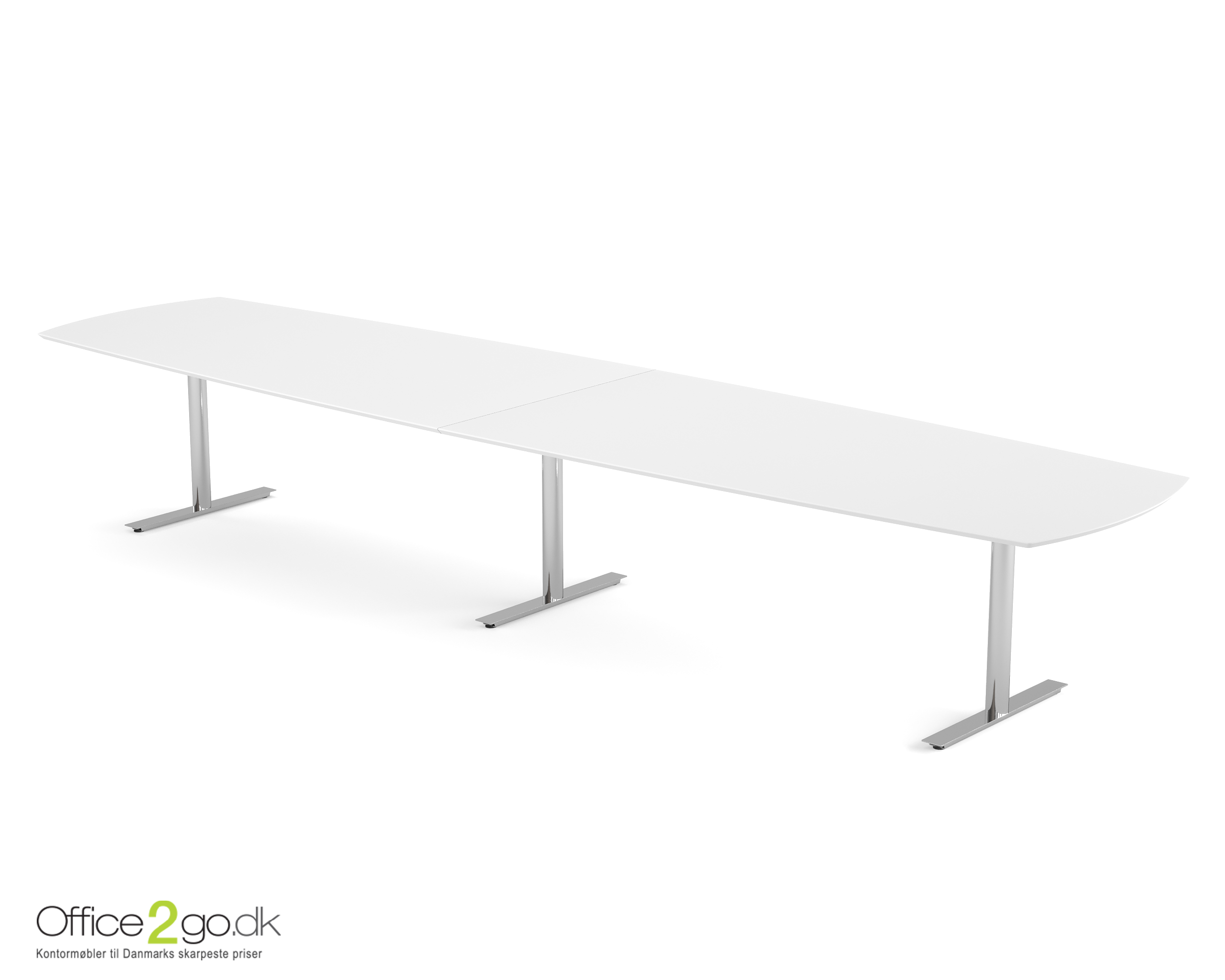 Inline mødebord (tøndeformet bordplade) - 400 cm - Krom