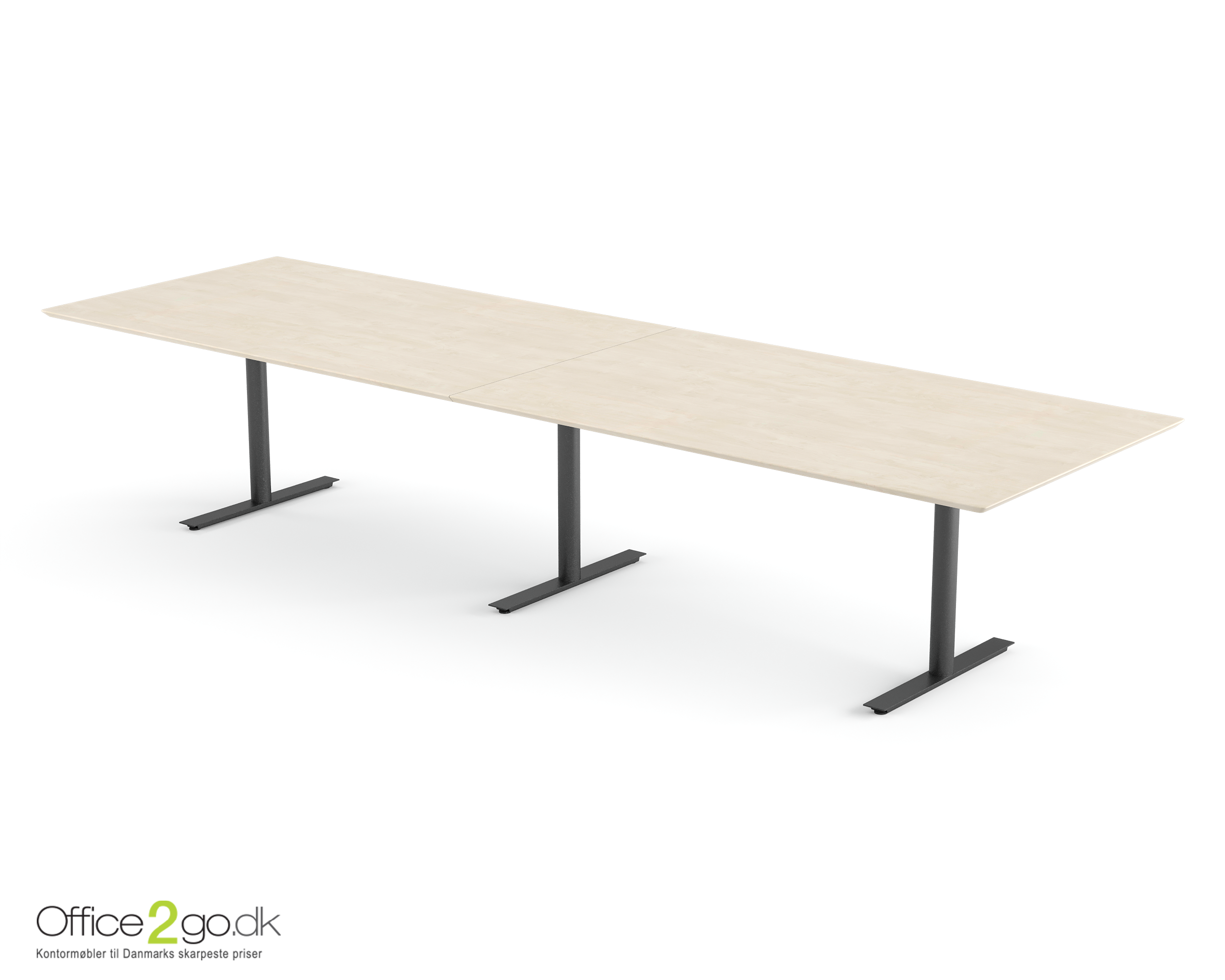 Inline mødebord (rektangulær bordplade) - 360 cm - Sort