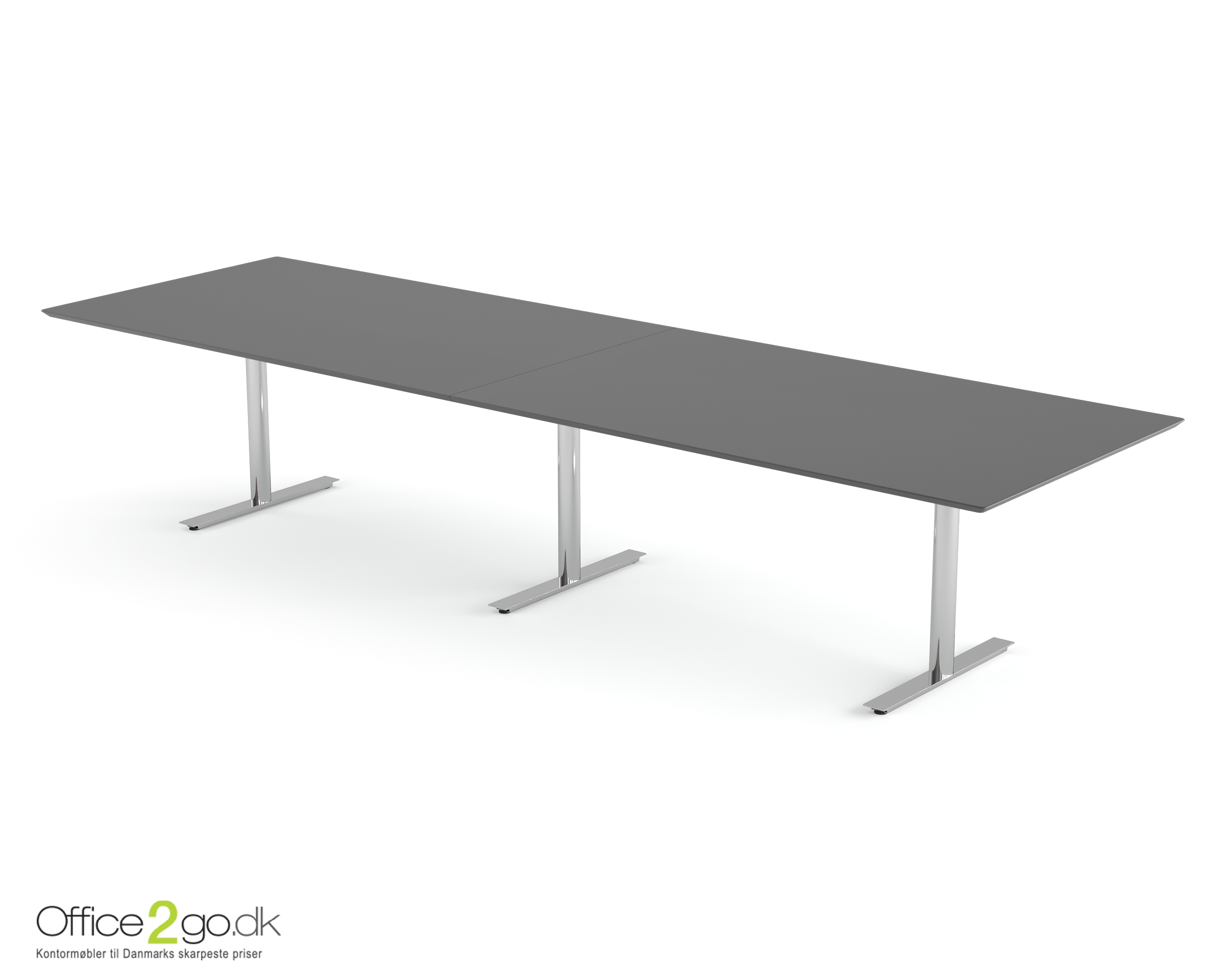 Inline mødebord (rektangulær bordplade) - 360 cm - Krom