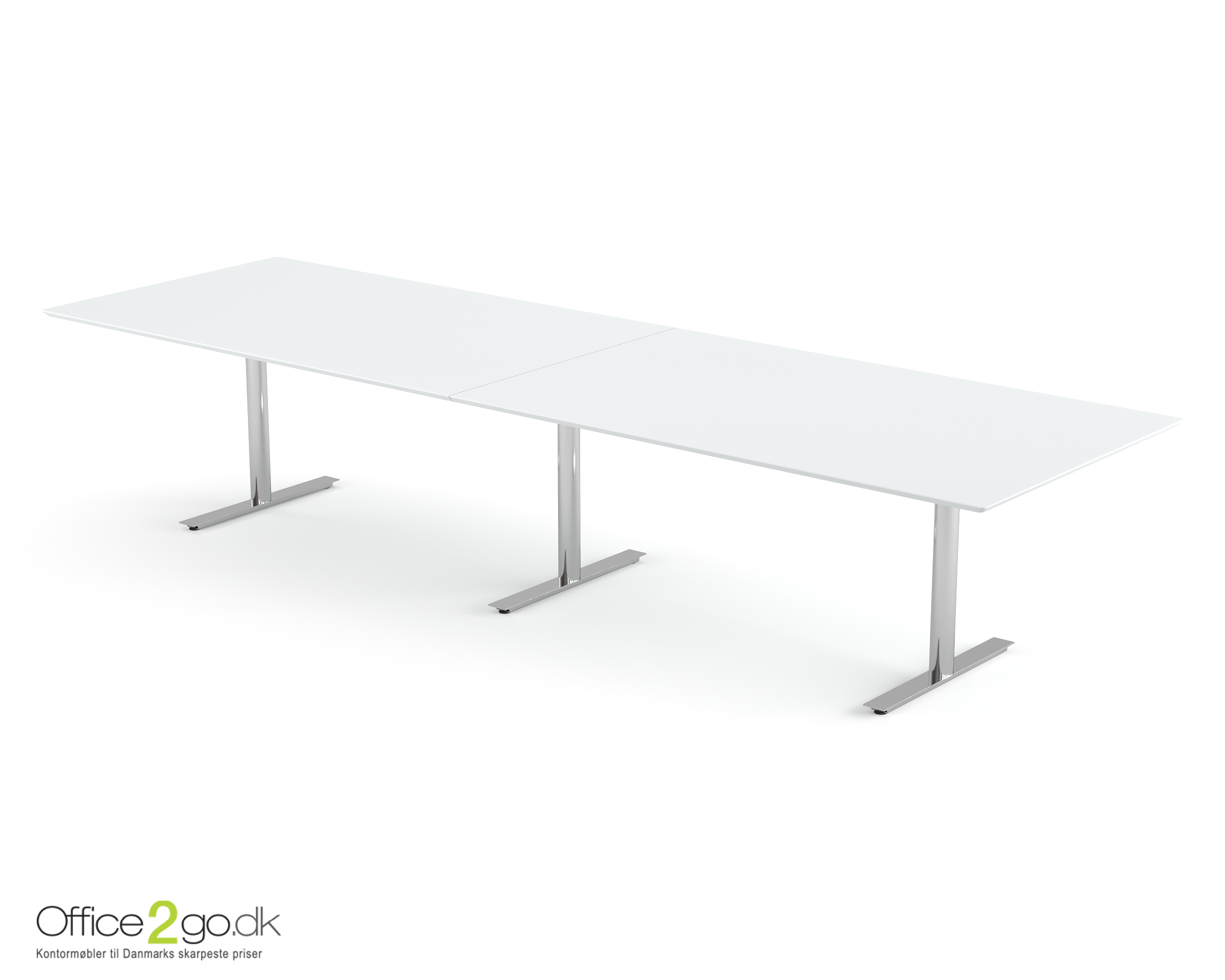 Inline mødebord (rektangulær bordplade) - 360 cm - Krom