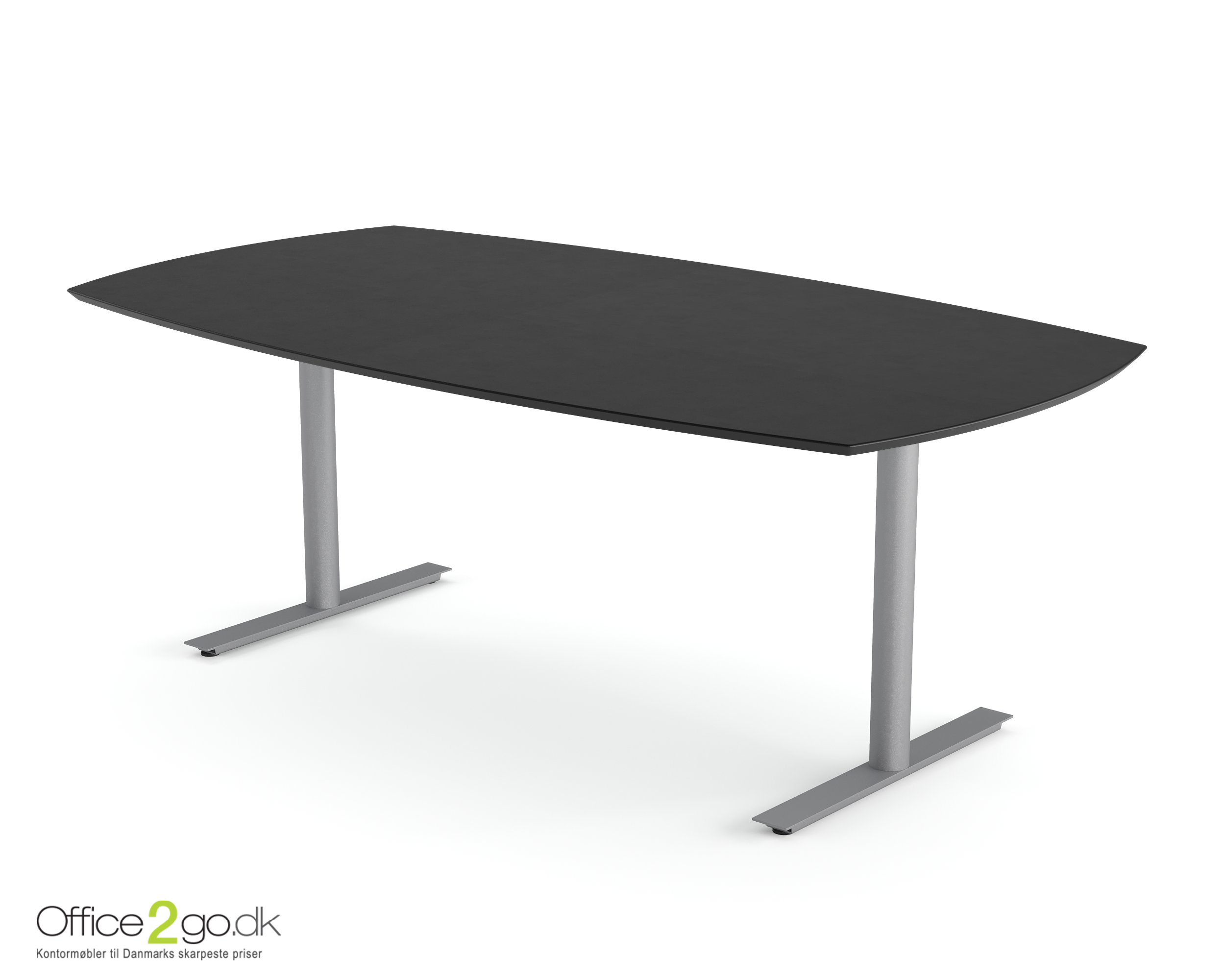 Inline mødebord (tøndeformet bordplade) - 160 cm - Gråt