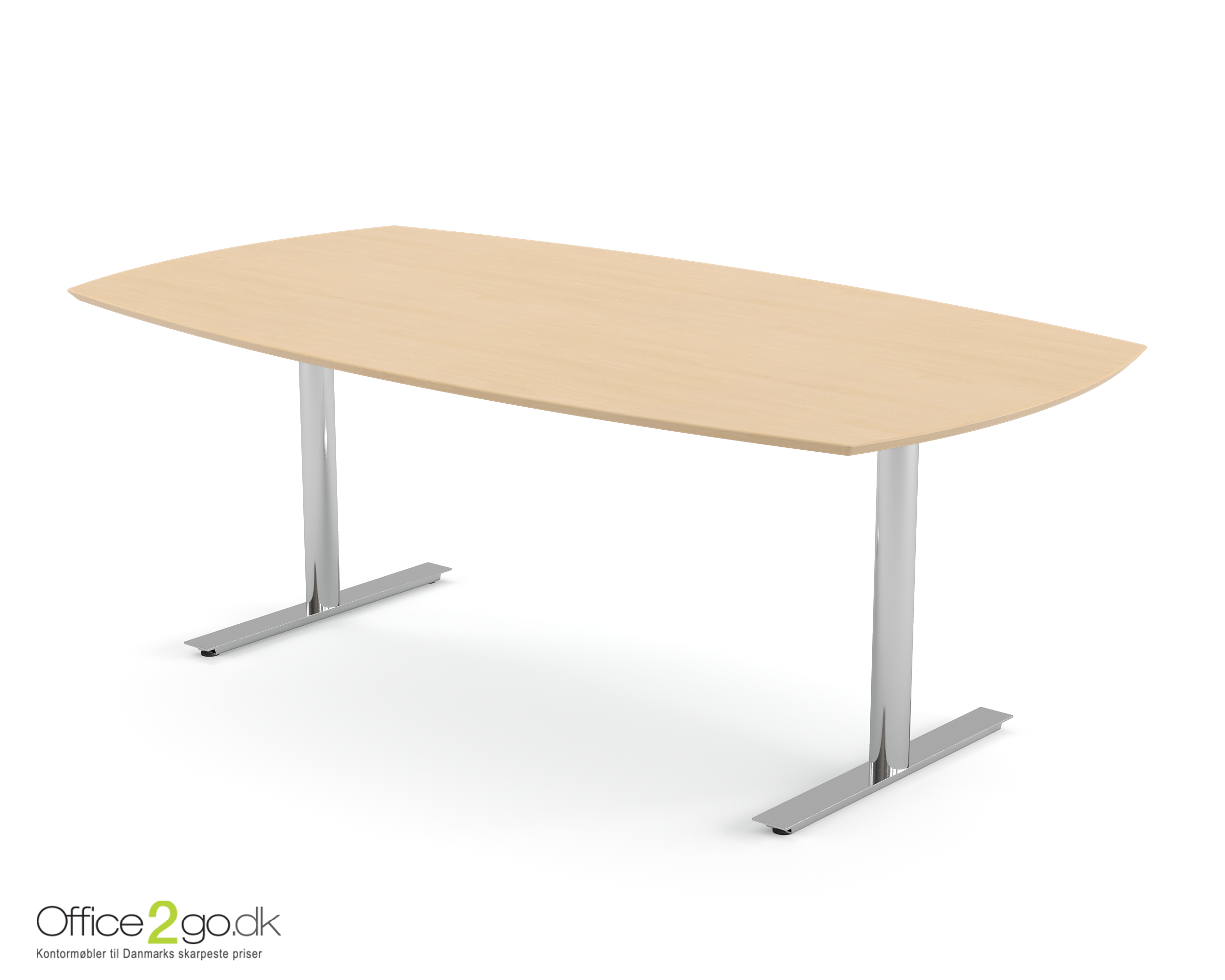 Inline mødebord (tøndeformet bordplade) - 160 cm - Krom