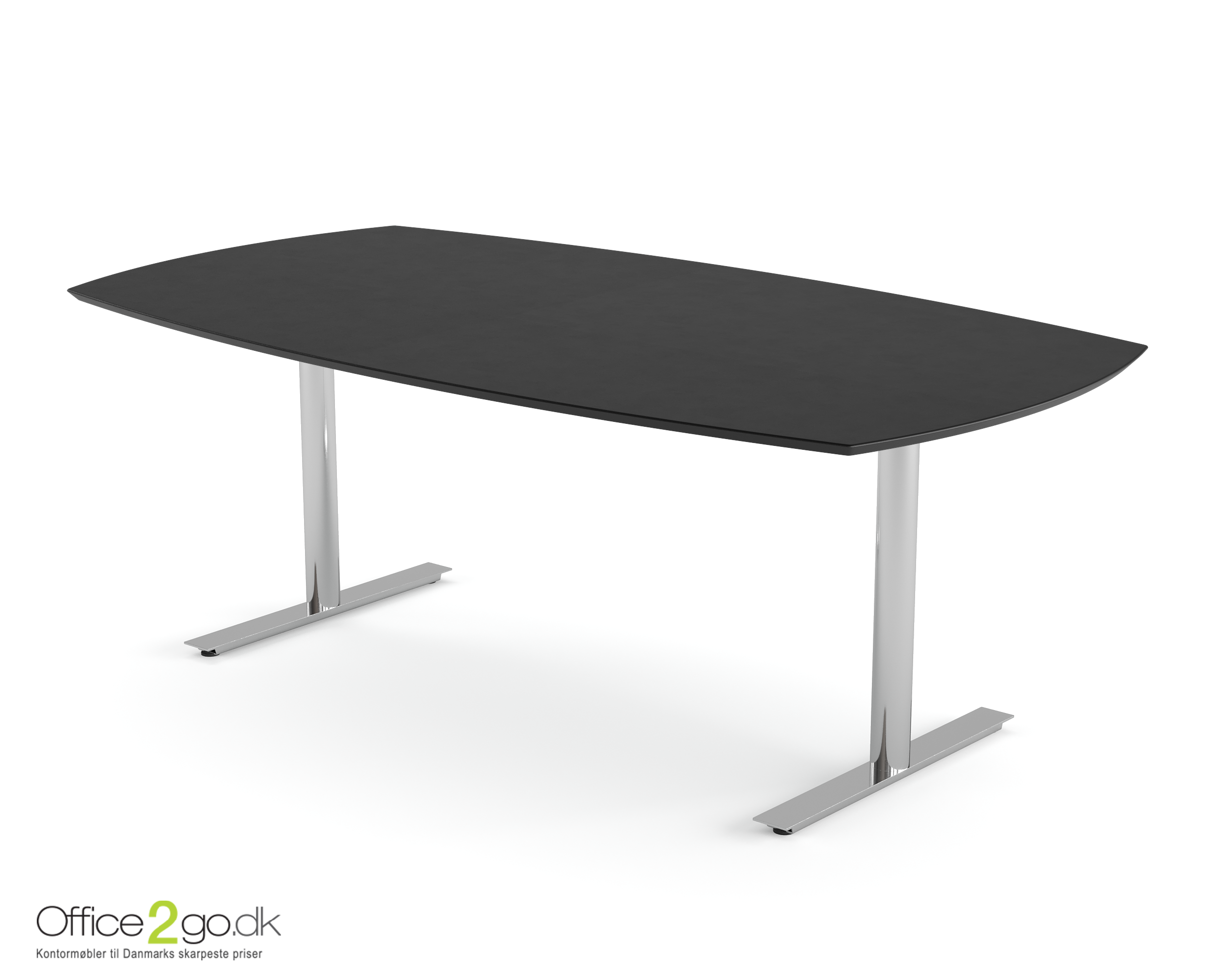 Inline mødebord (tøndeformet bordplade) - 160 cm - Krom