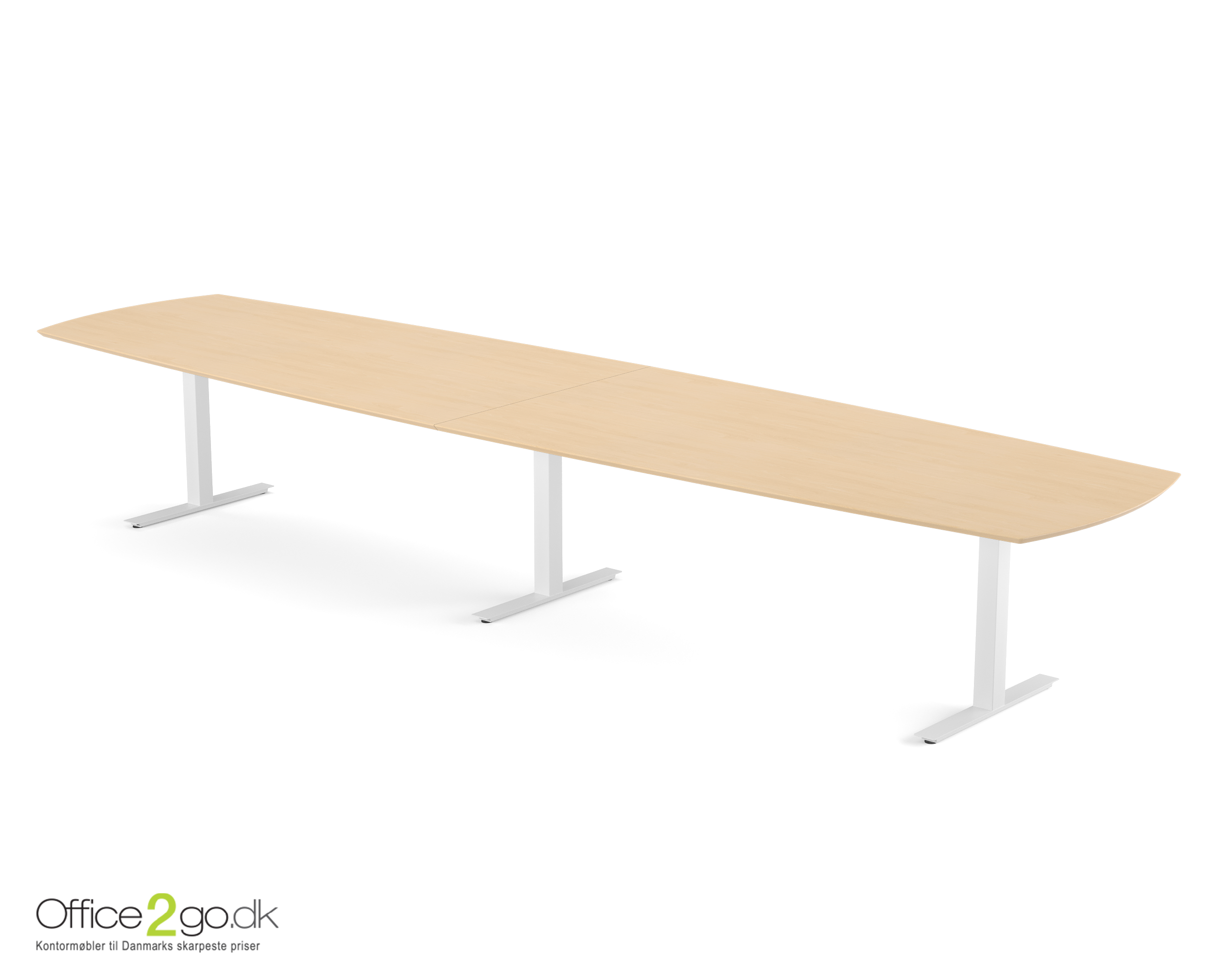 Square mødebord (tøndeformet bordplade) - 440 cm - Hvidt