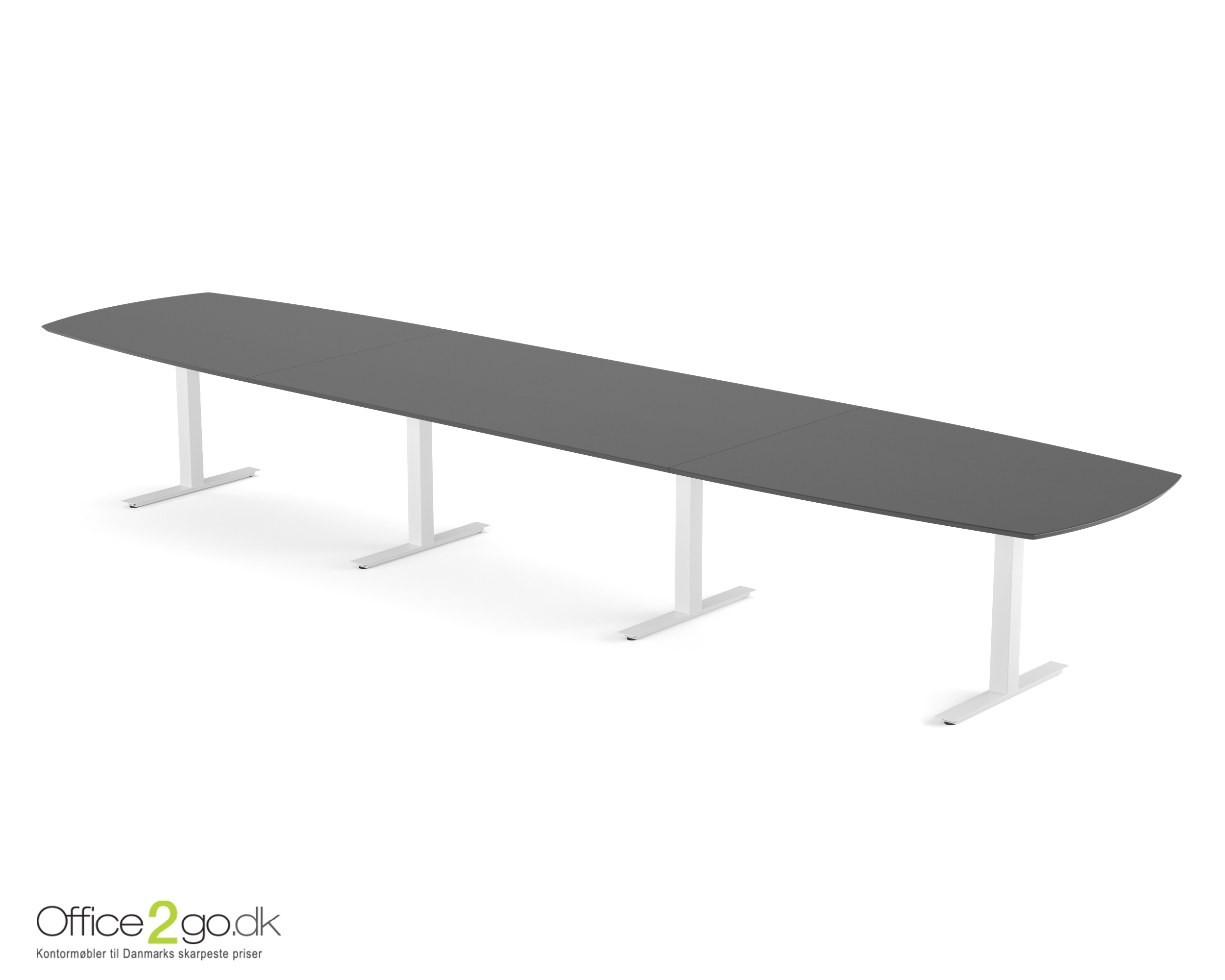 Square mødebord (tøndeformet bordplade) - 480 cm - Hvidt