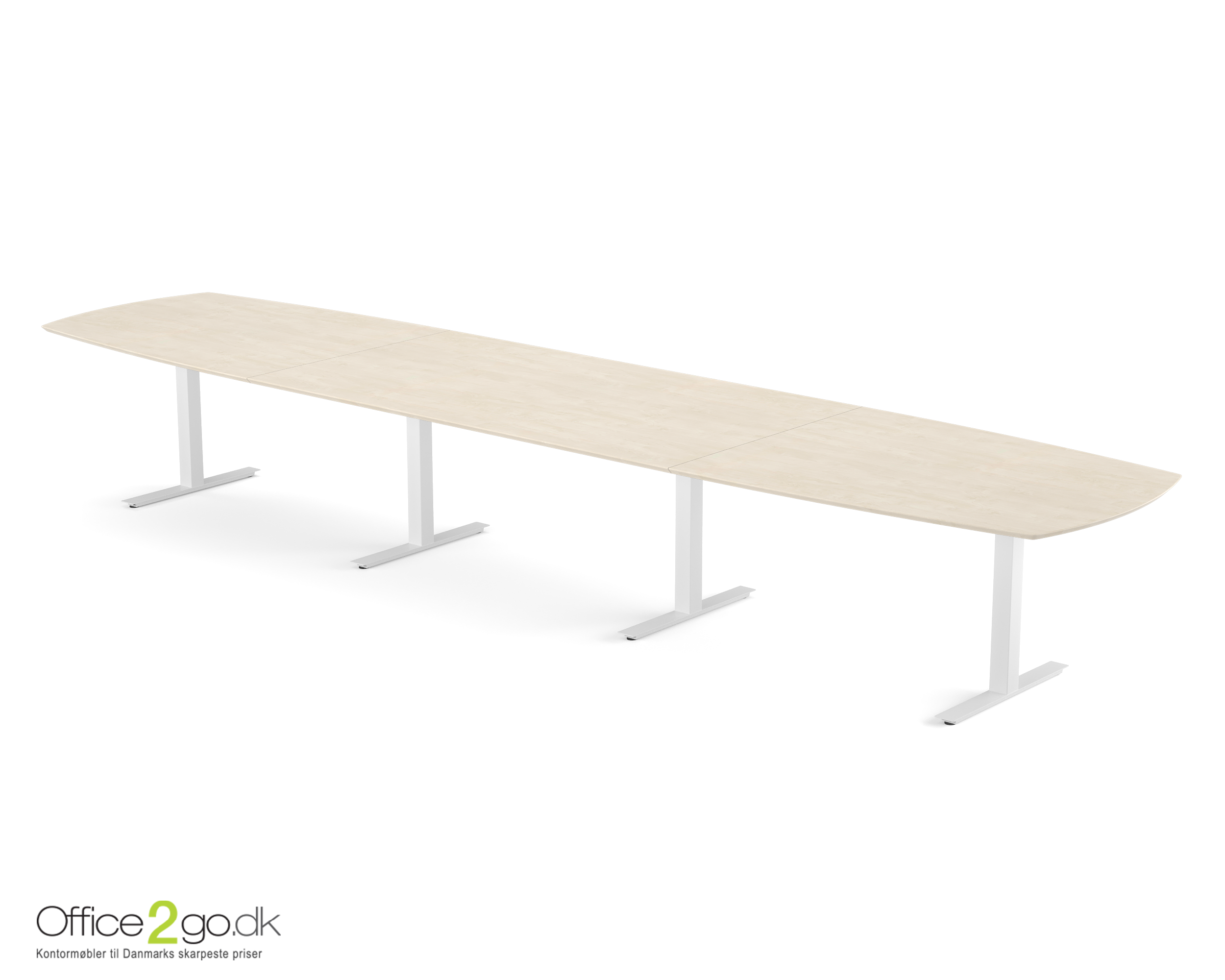 Square mødebord (tøndeformet bordplade) - 480 cm - Hvidt
