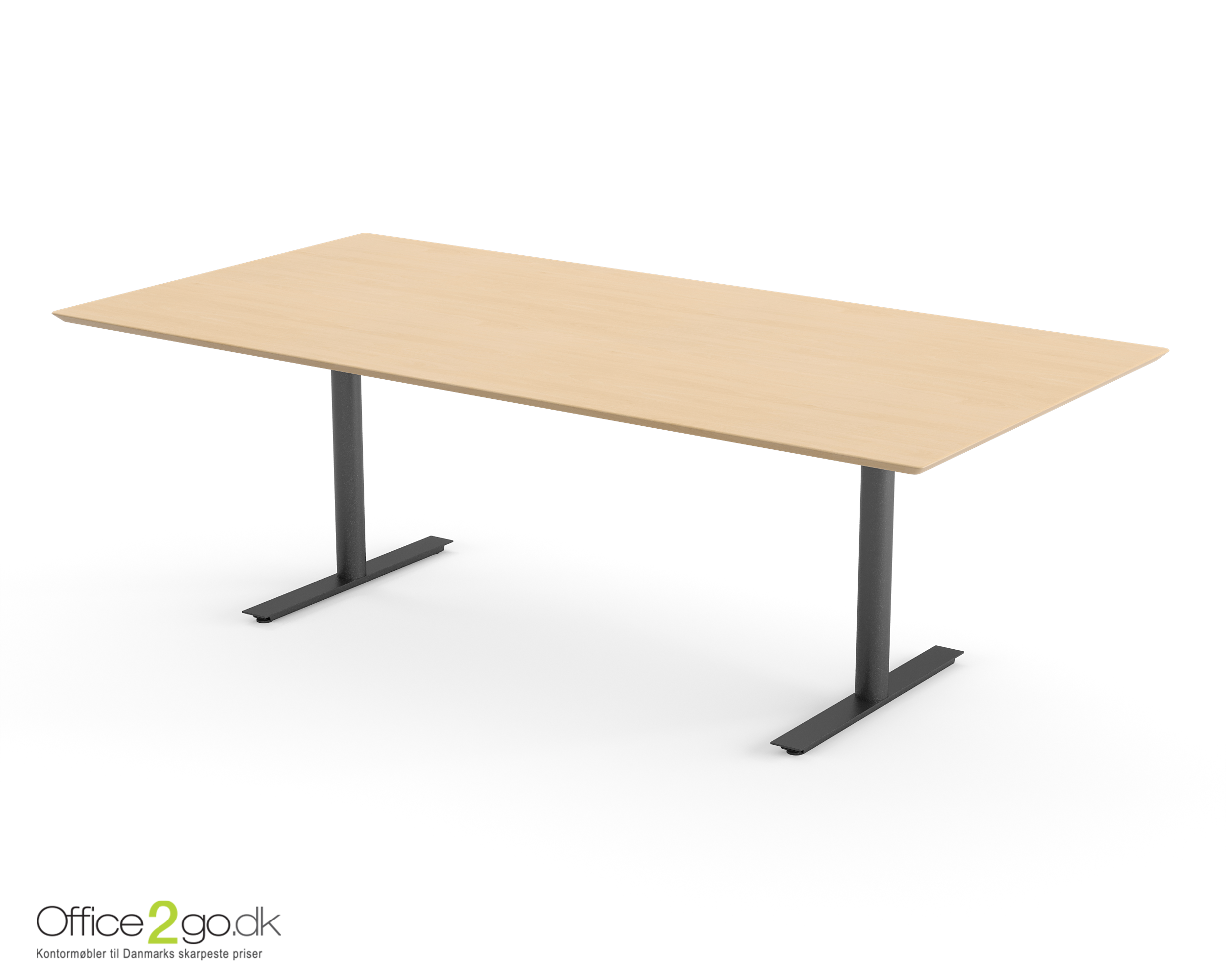 Inline mødebord (rektangulær bordplade) - 220 cm - Sort