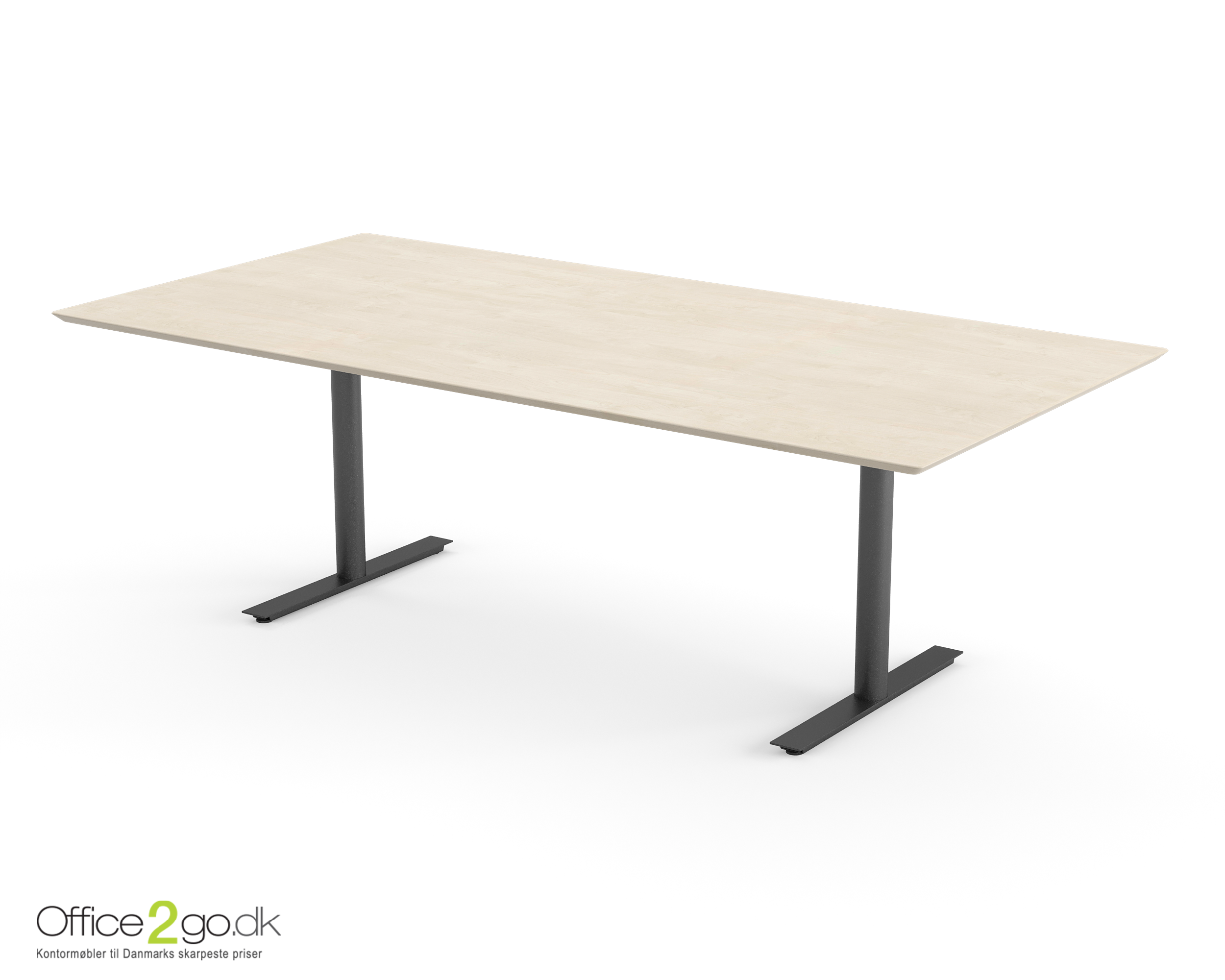 Inline mødebord (rektangulær bordplade) - 220 cm - Sort