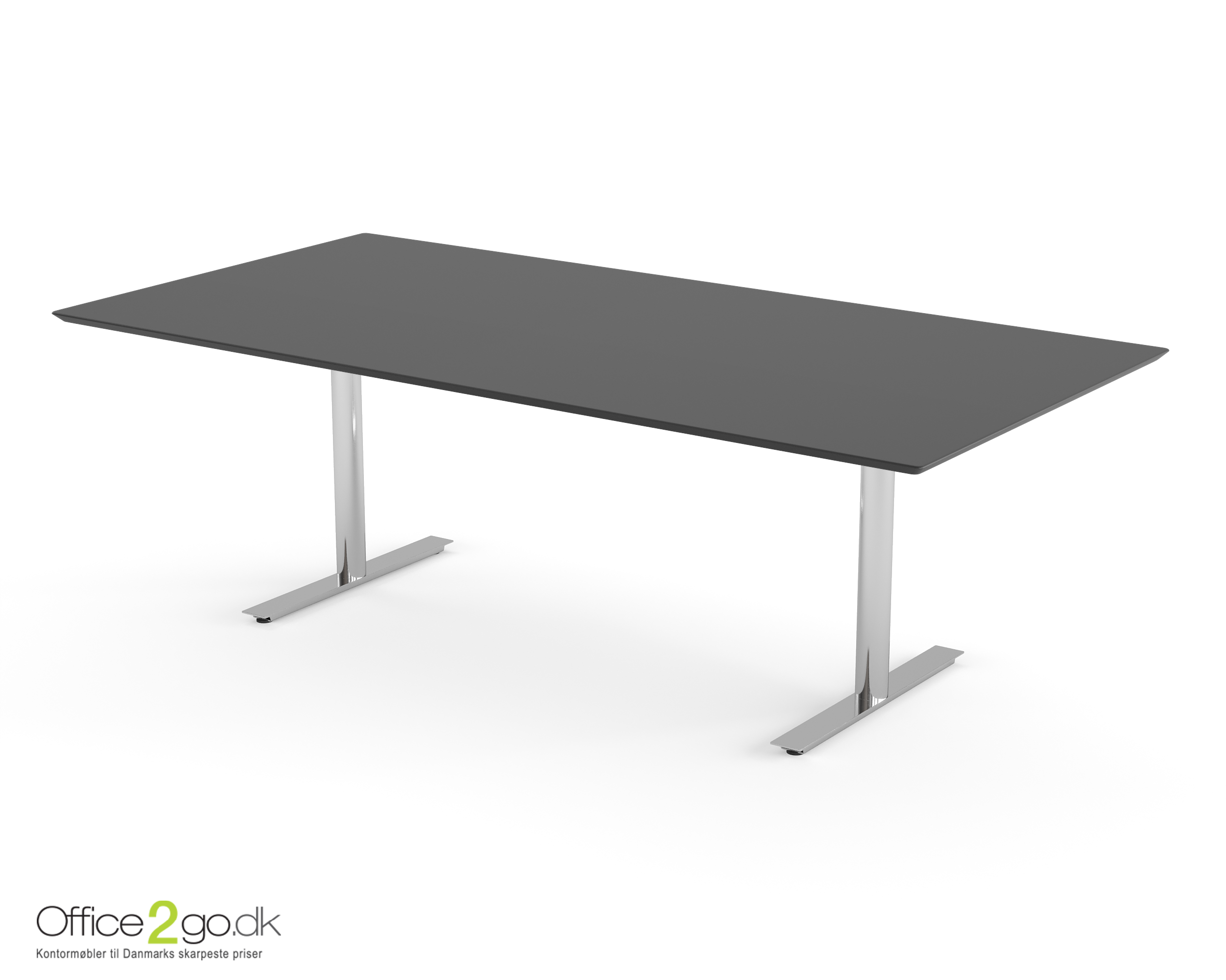 Inline mødebord (rektangulær bordplade) - 220 cm - Krom