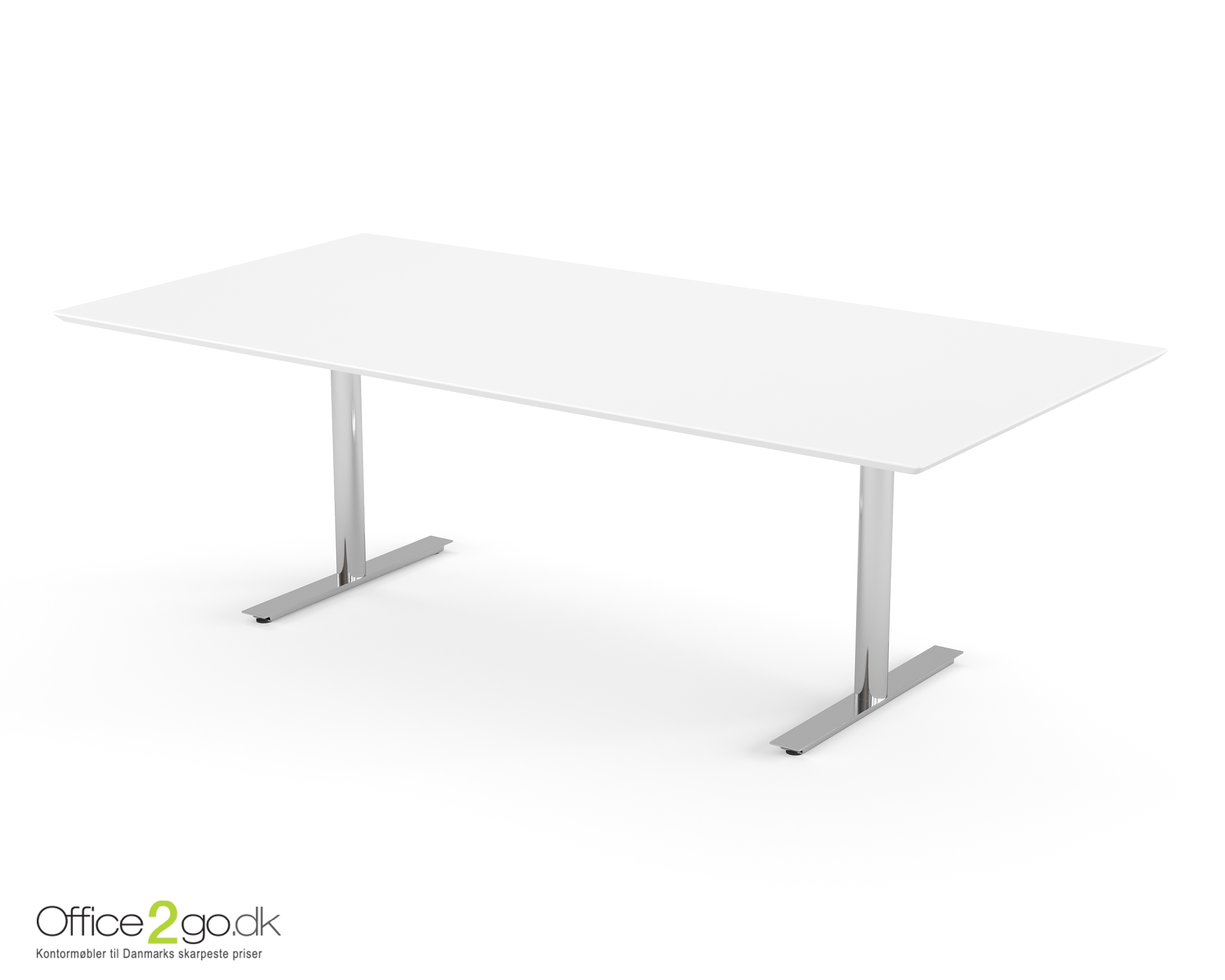 Inline mødebord (rektangulær bordplade) - 220 cm - Krom