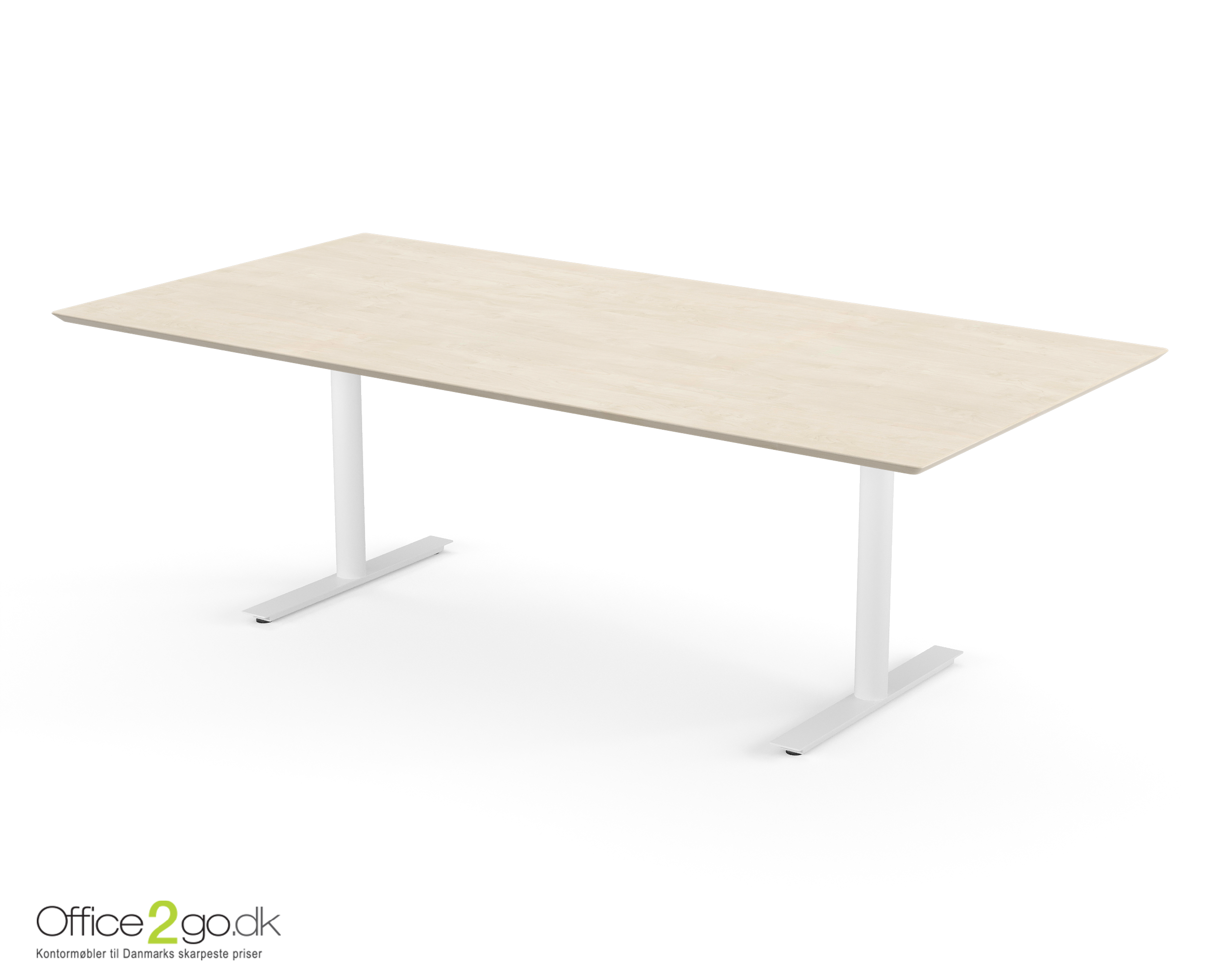 Inline mødebord (rektangulær bordplade) - 220 cm - Hvidt
