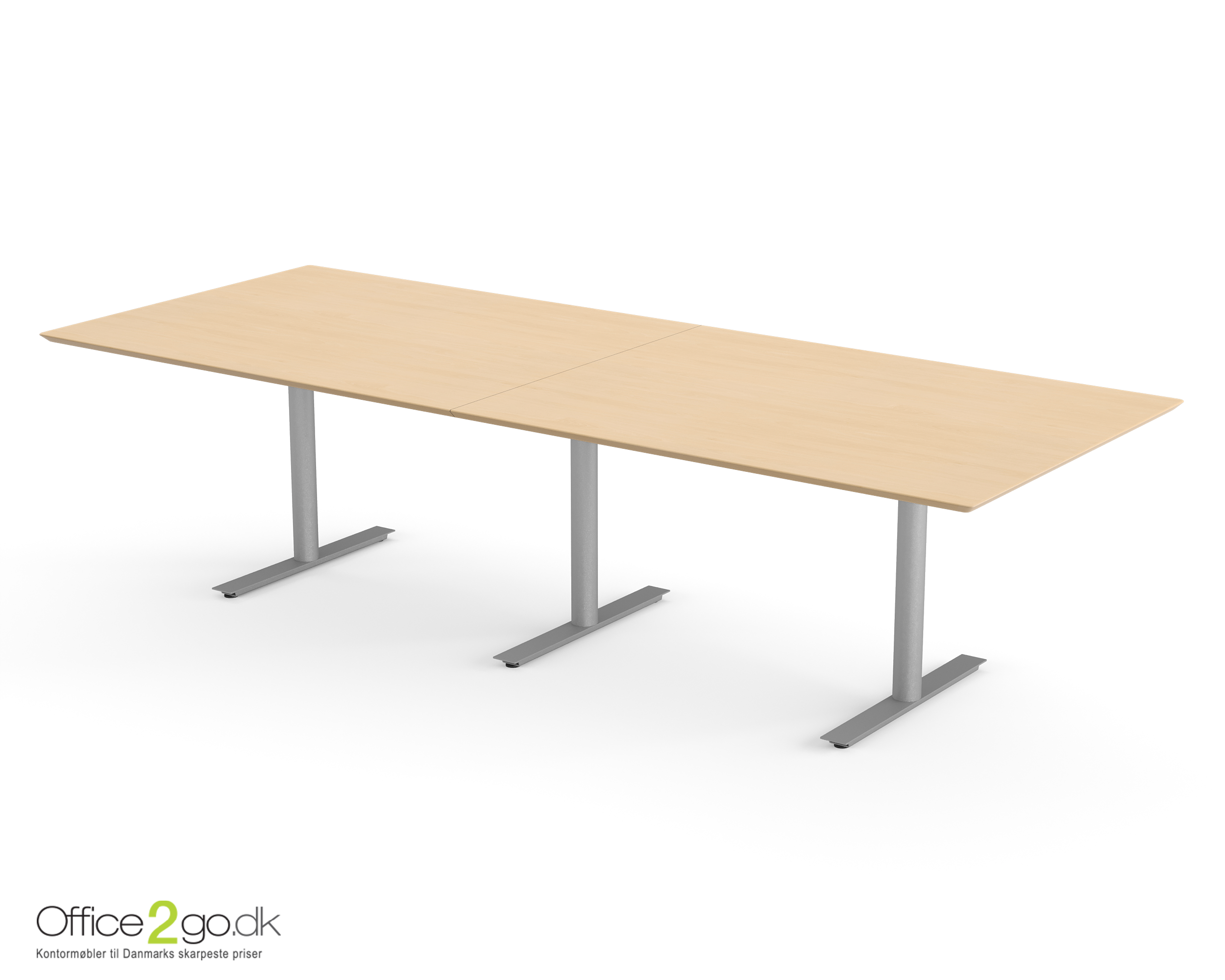 Inline mødebord (rektangulær bordplade) - 280 cm - Gråt