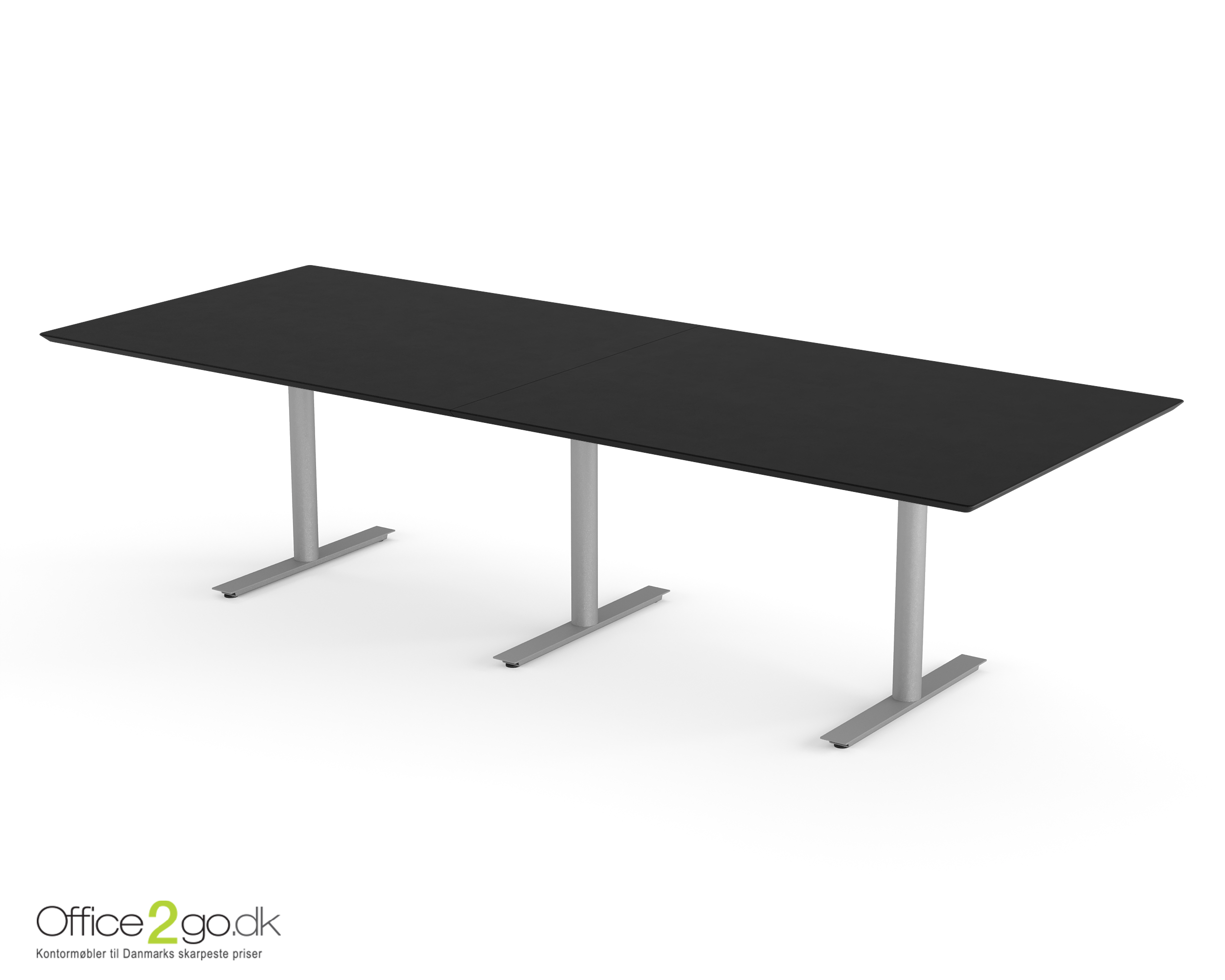 Inline mødebord (rektangulær bordplade) - 280 cm - Gråt