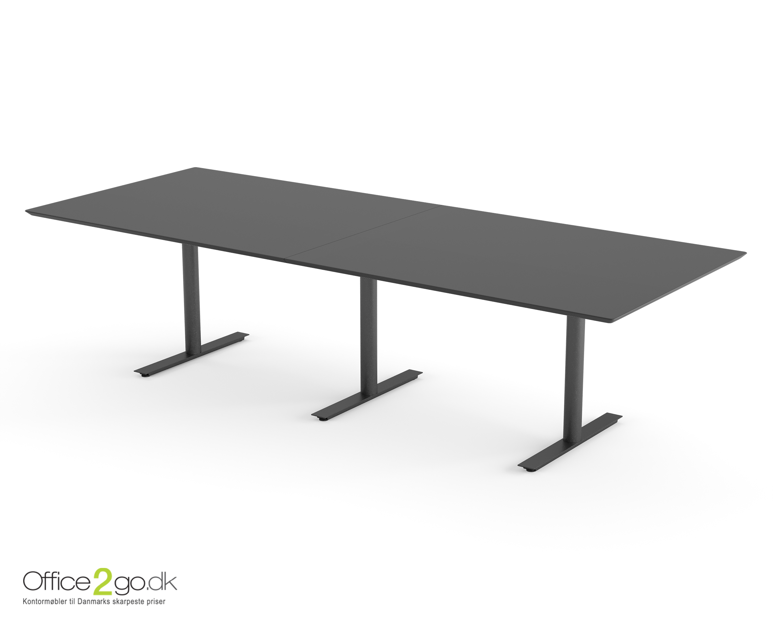 Inline mødebord (rektangulær bordplade) - 280 cm - Sort