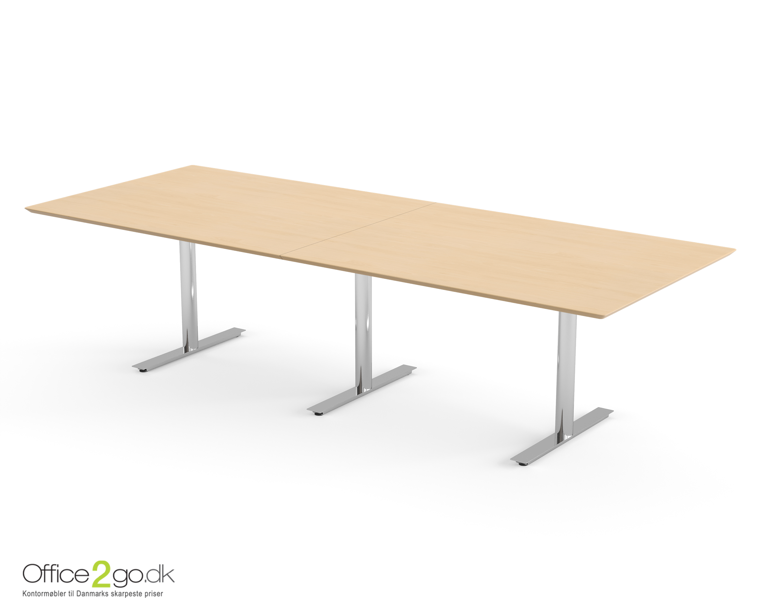 Inline mødebord (rektangulær bordplade) - 280 cm - Krom