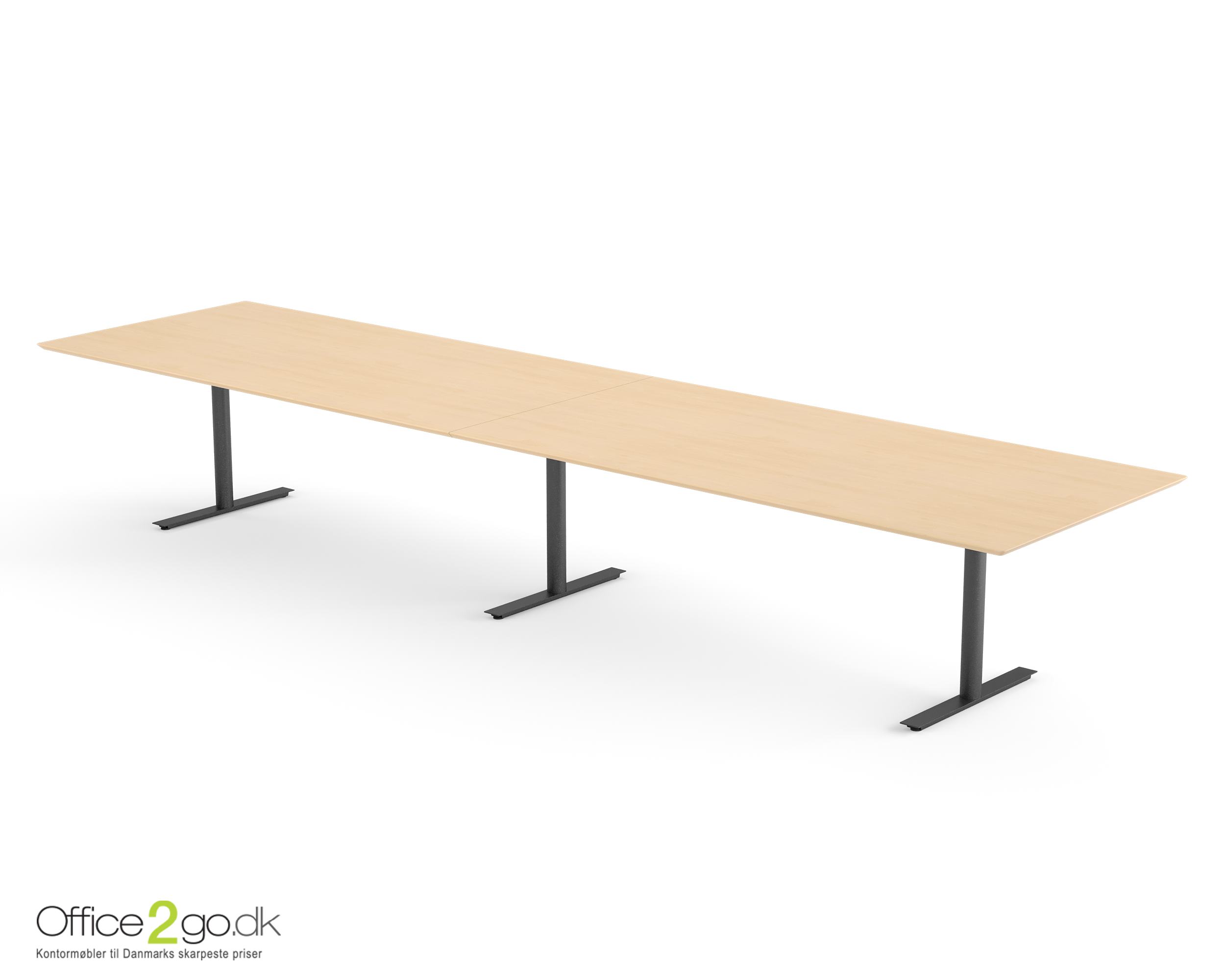 Inline mødebord (rektangulær bordplade) - 440 cm - Sort