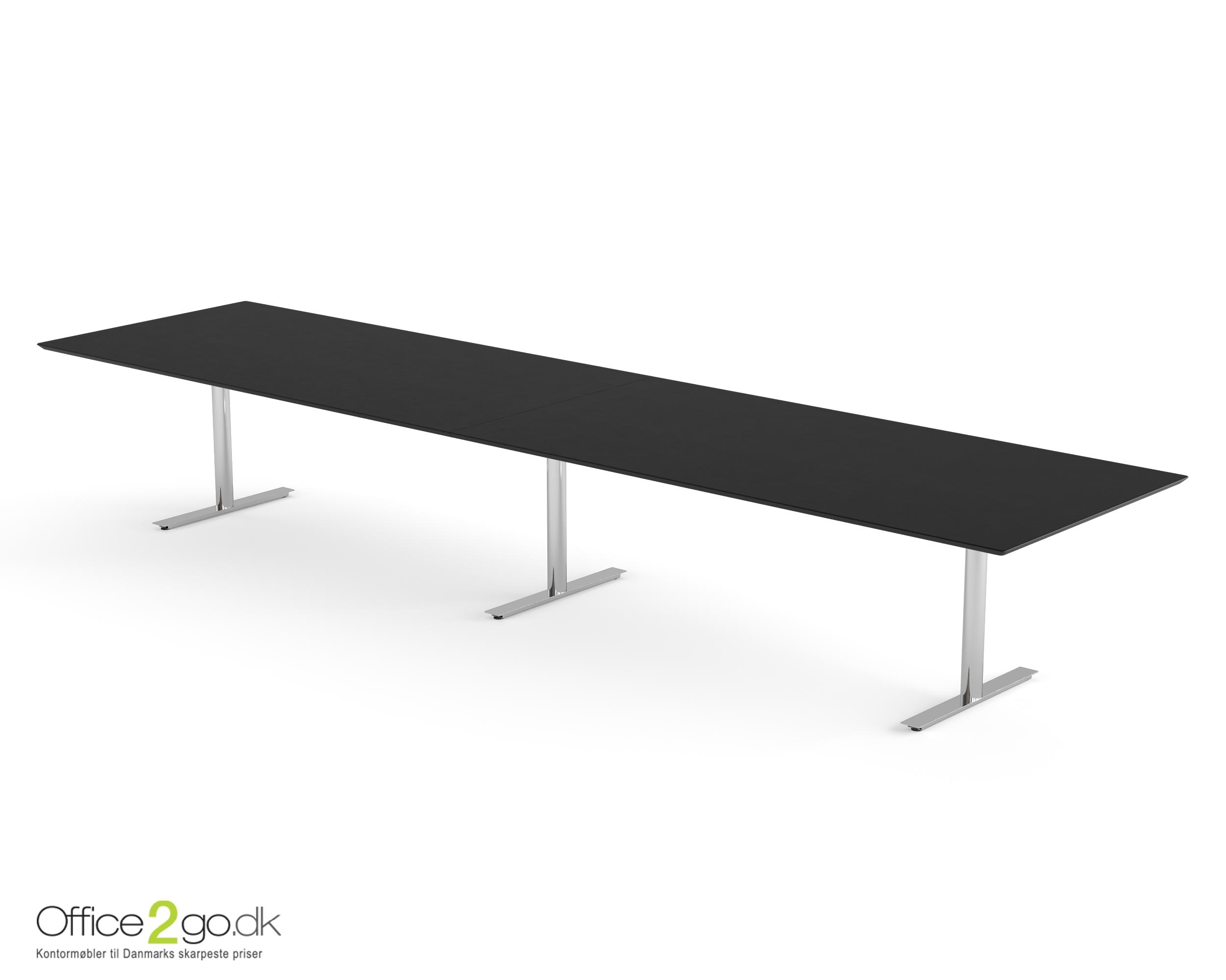 Inline mødebord (rektangulær bordplade) - 400 cm - Krom