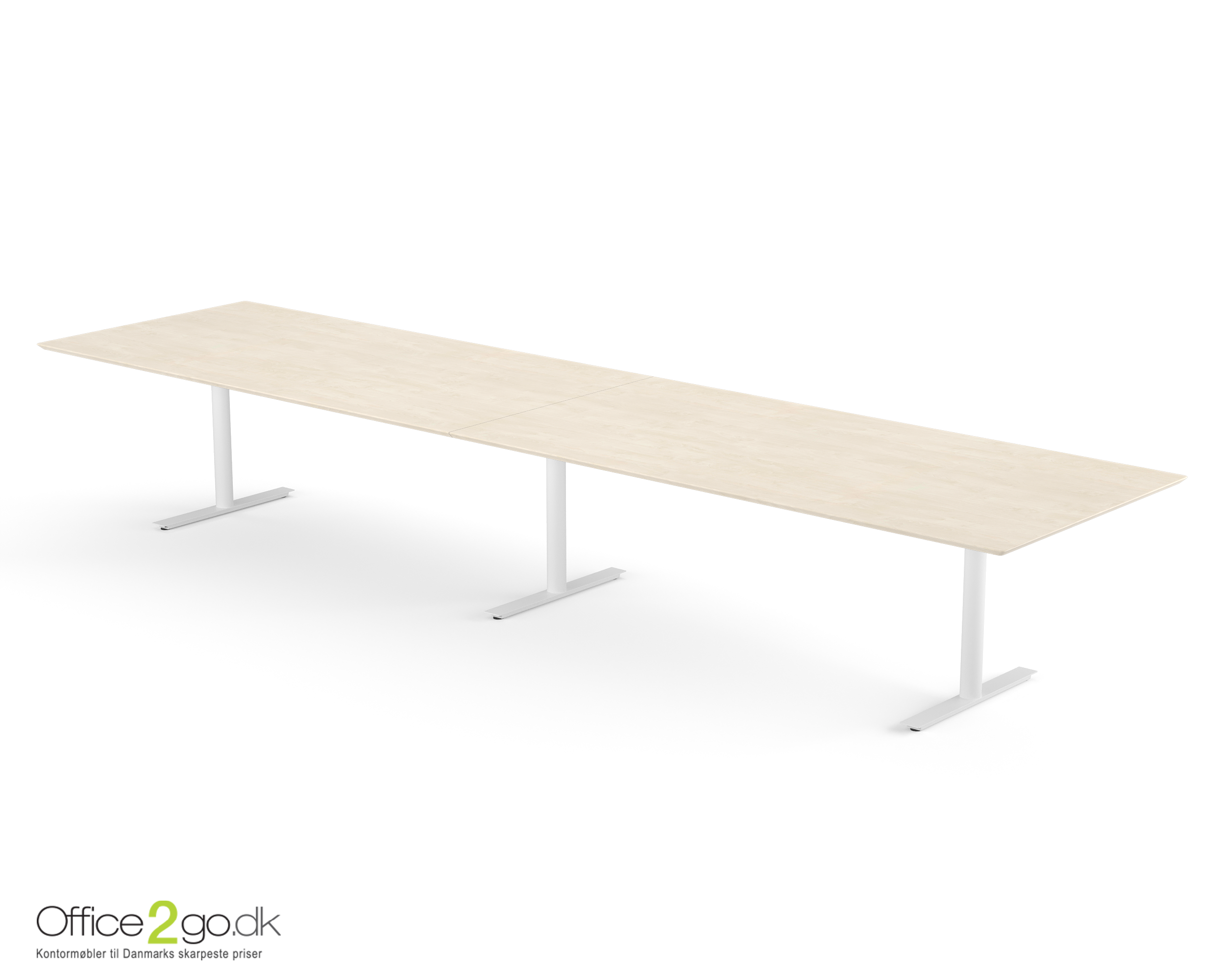 Inline mødebord (rektangulær bordplade) - 400 cm - Hvidt