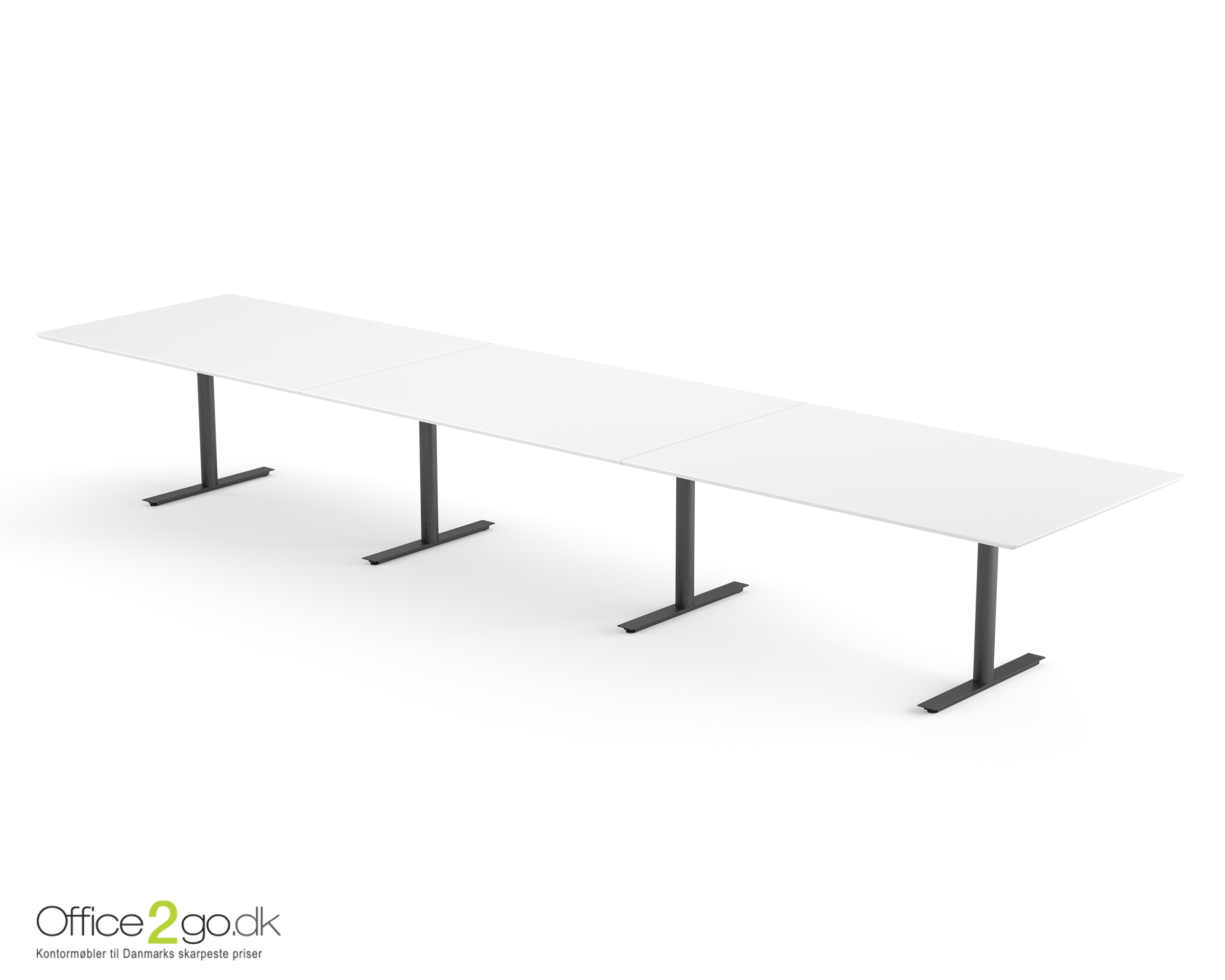 Inline mødebord (rektangulær bordplade) - 480 cm - Sort