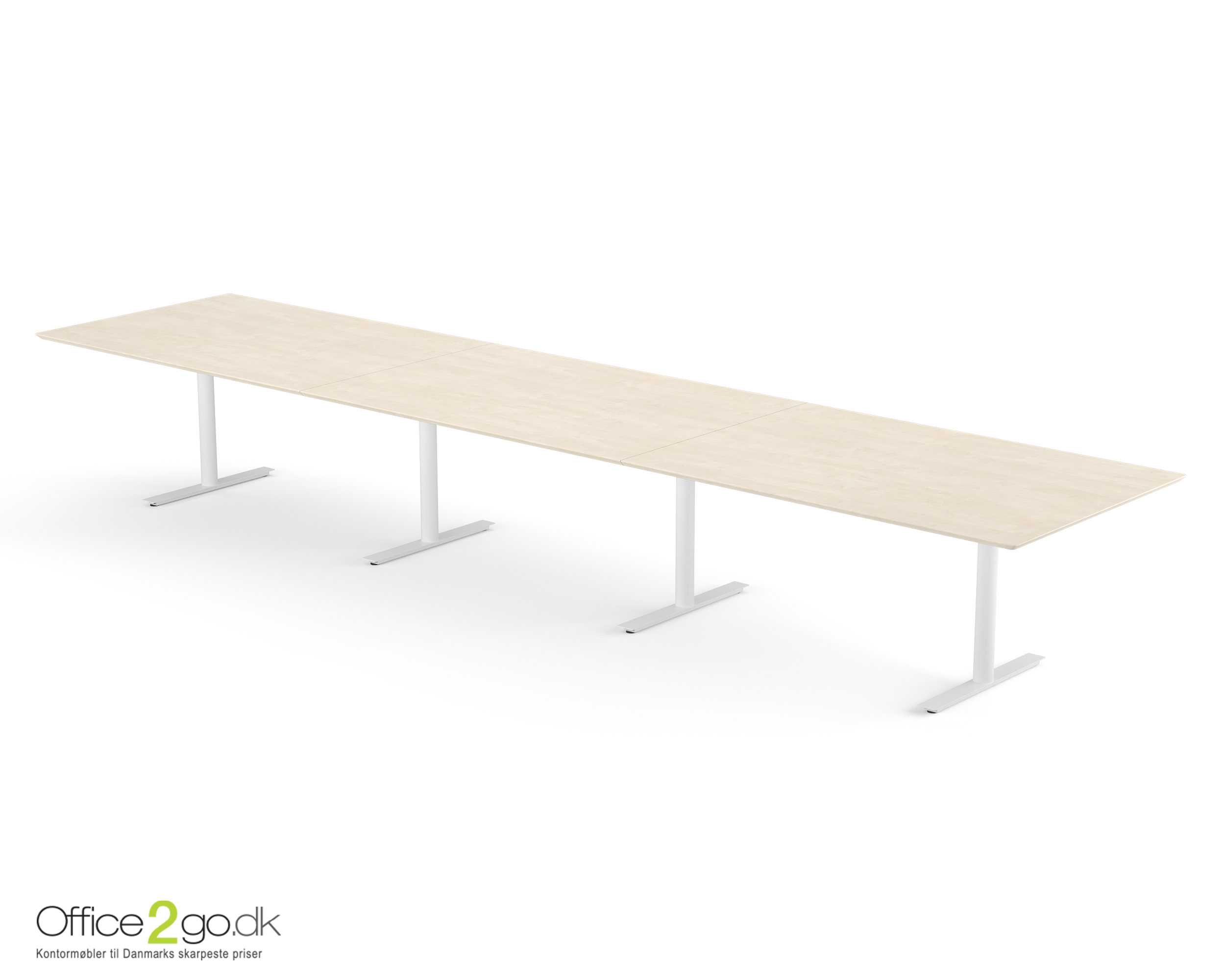 Inline mødebord (rektangulær bordplade) - 480 cm - Hvidt