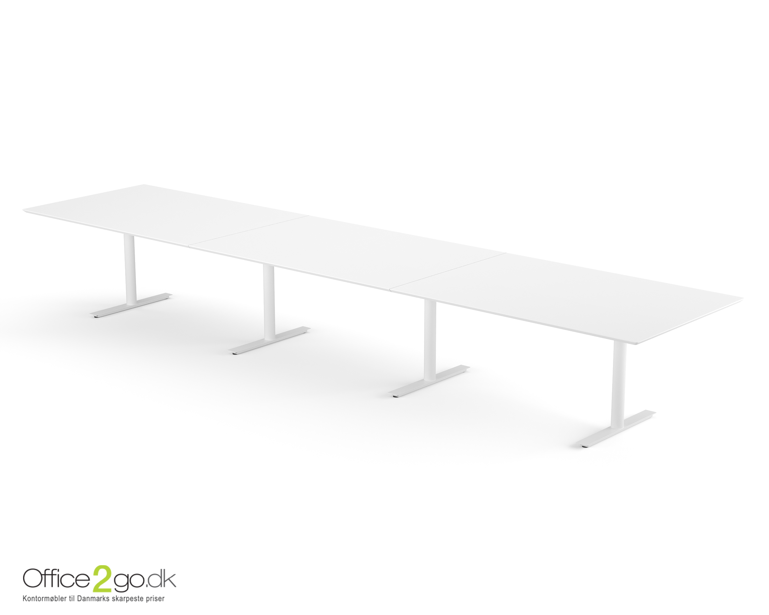 Inline mødebord (rektangulær bordplade) - 480 cm - Hvidt